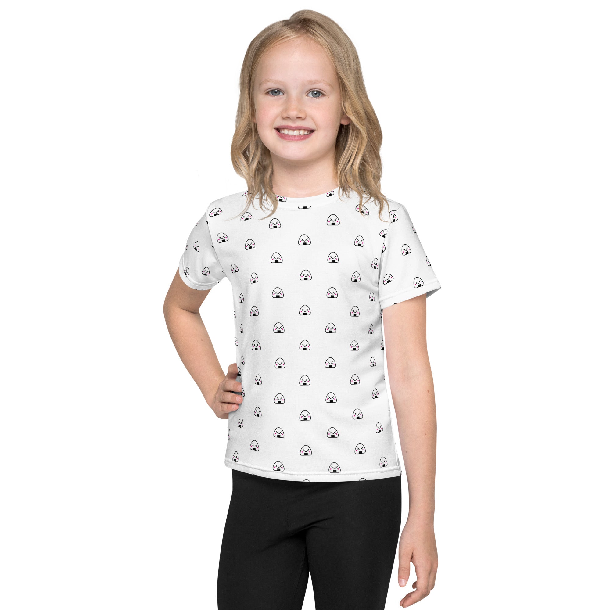 Kawaii Onigiri - Kids crew neck t-shirt (white)