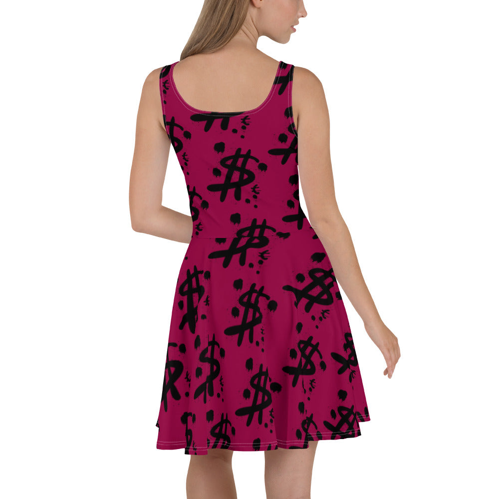 $ = ? - Skater Dress (Burgundy)