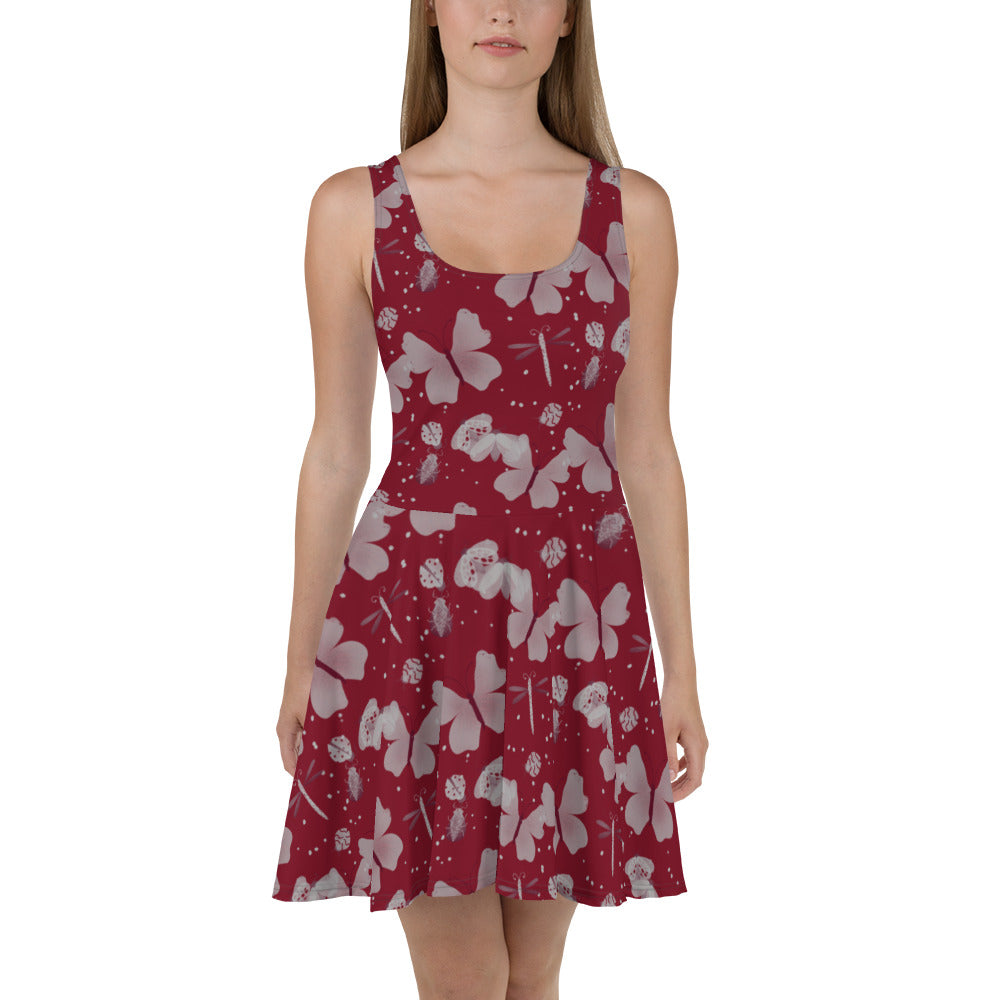 Butterfly Dreams - Skater Dress (Burgundy)