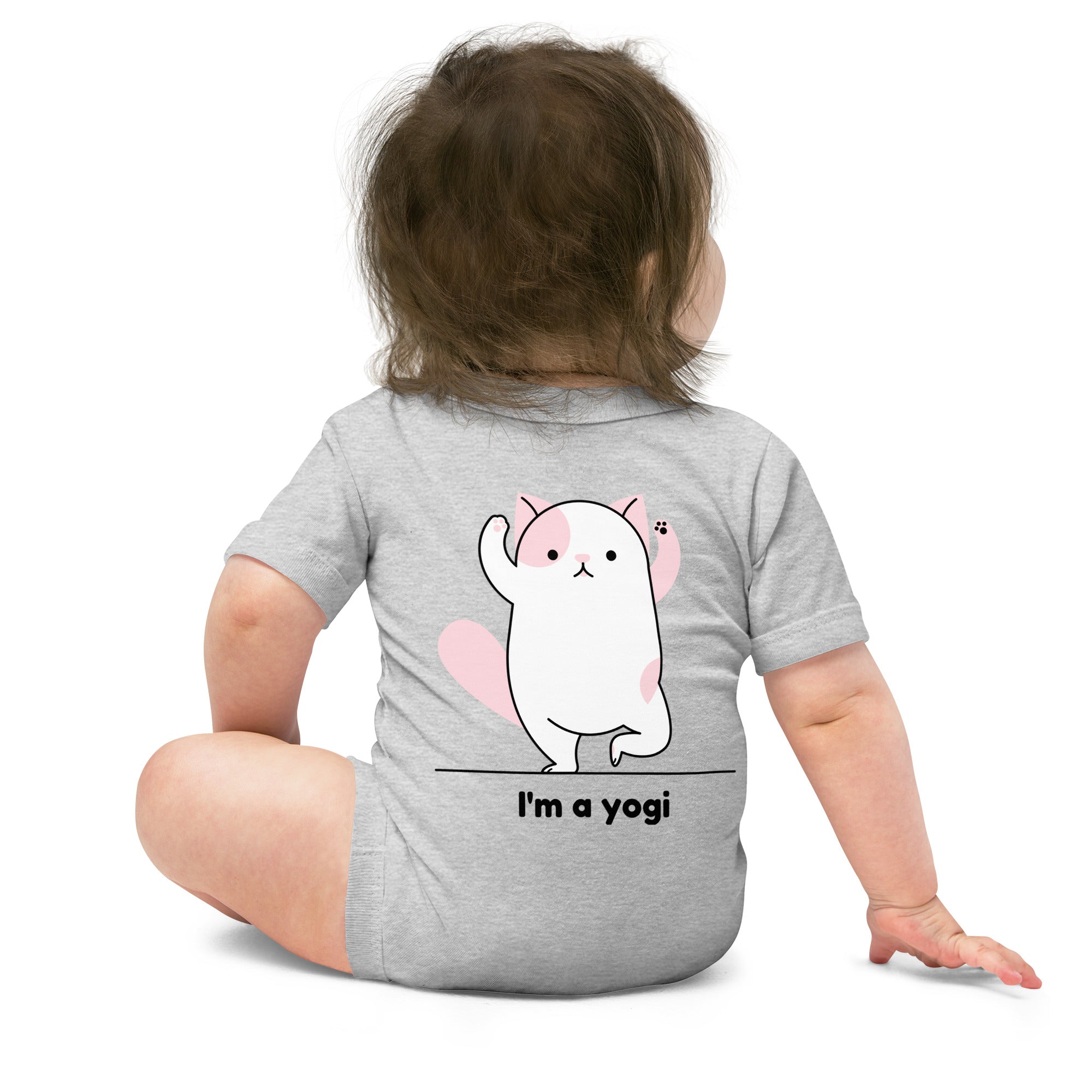 Meow Yogi - Baby short sleeve one piece (back print)