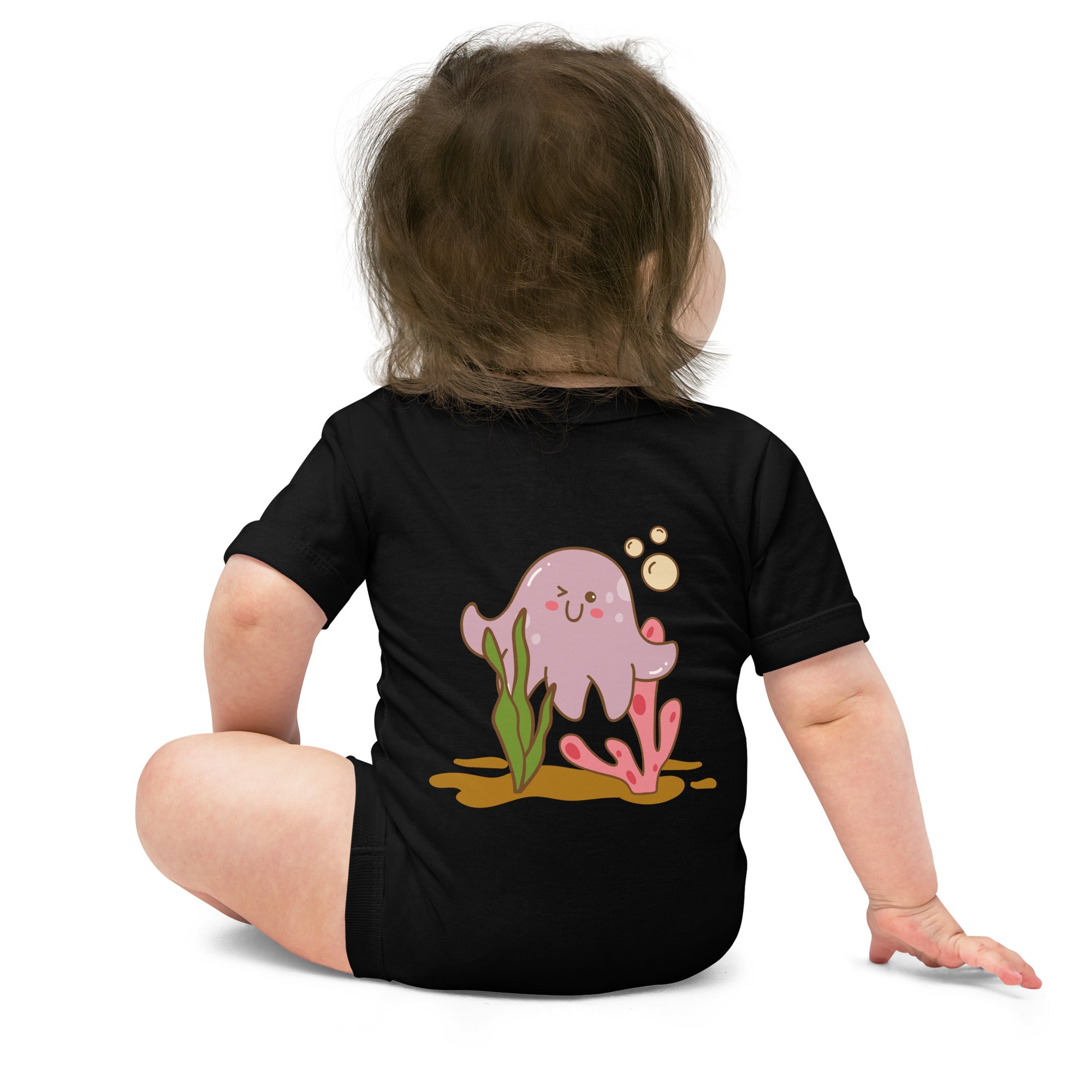Kawaii sea creature - Baby short sleeve one piece (back print)