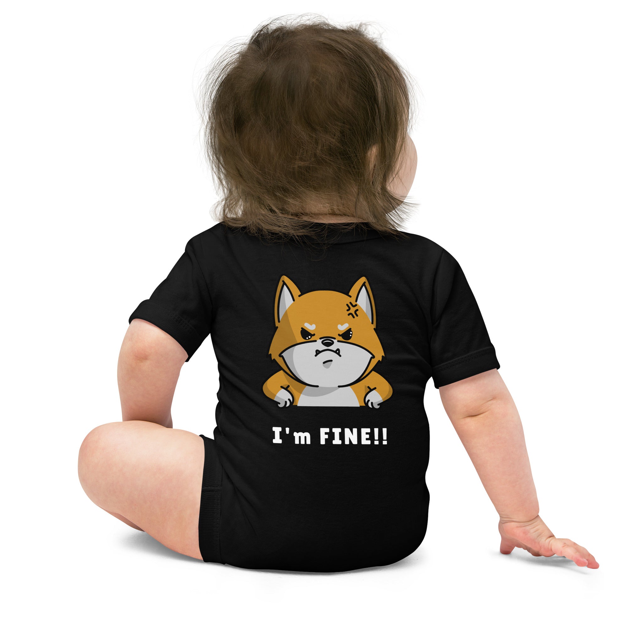I'm fine - Baby short sleeve one piece (back print)