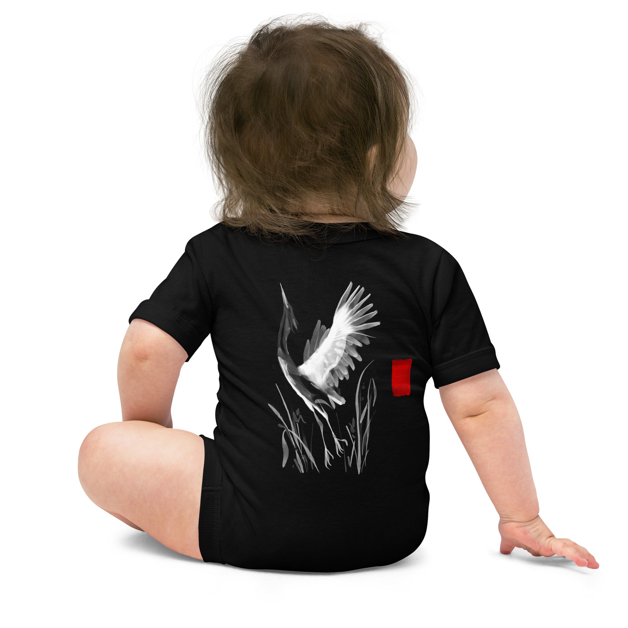 Sumi-e style - Baby short sleeve one piece (back print)