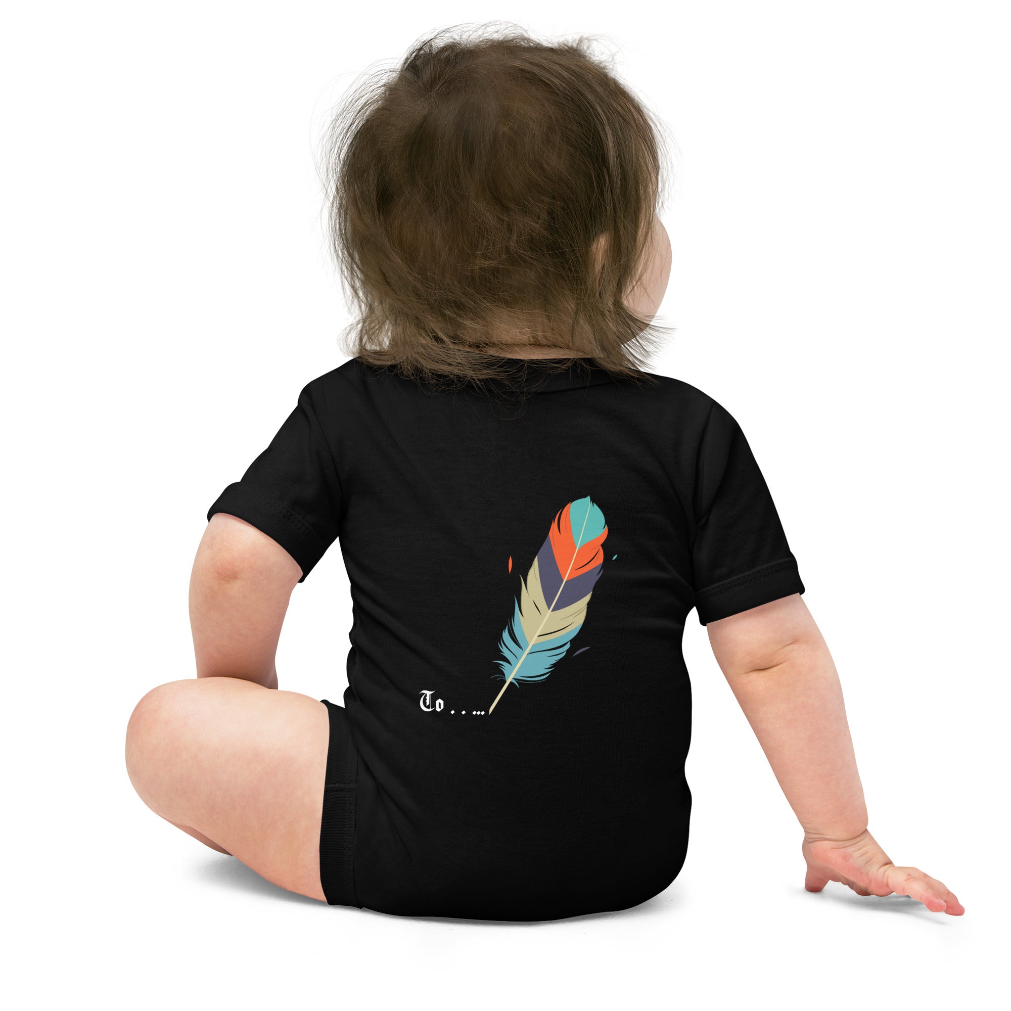 Feathers inspiration V2 - Baby short sleeve one piece (back print)