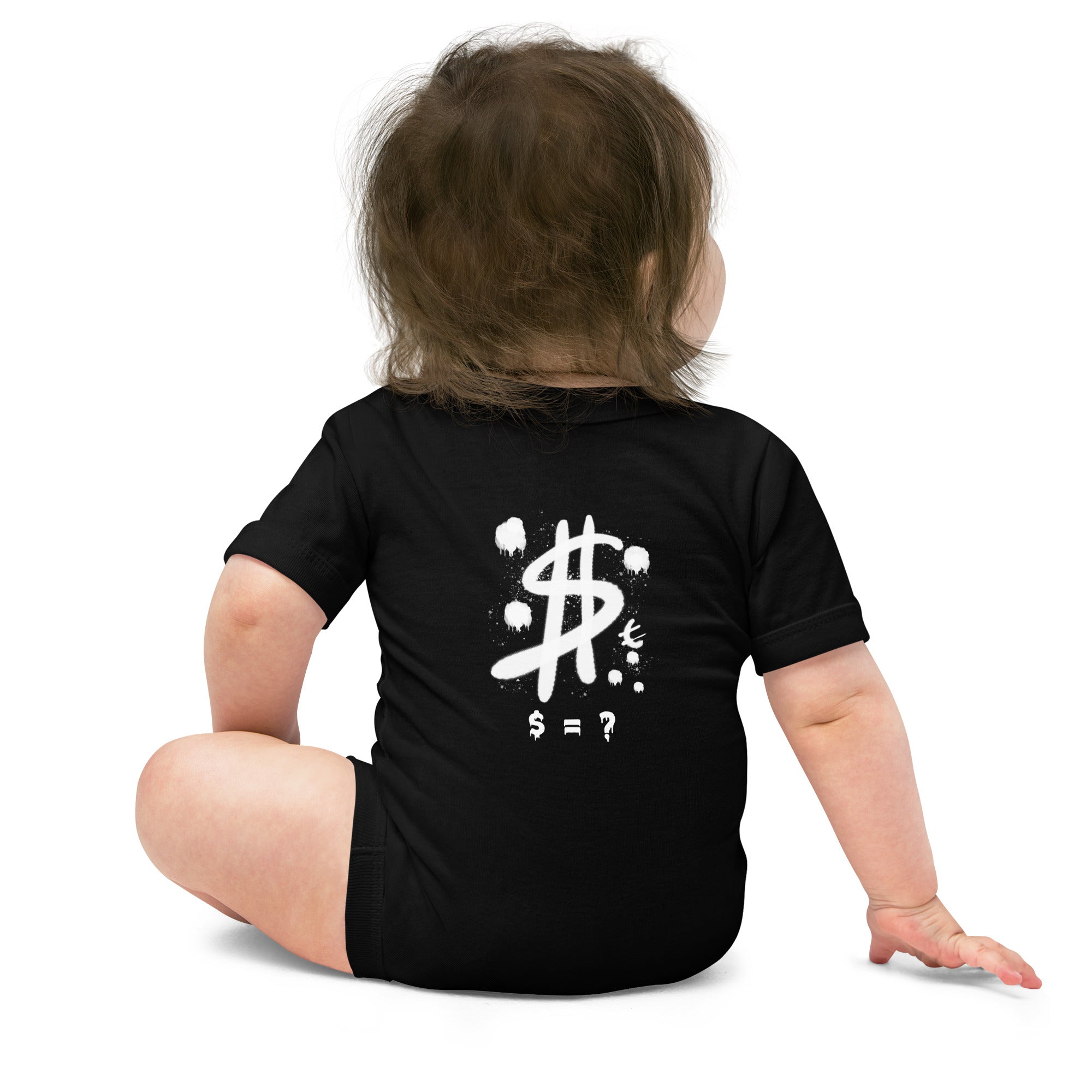 $ = ? - Baby short sleeve one piece (back print)