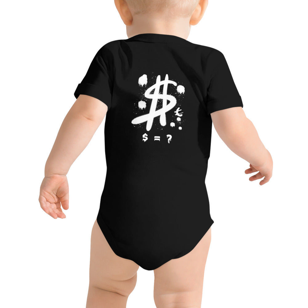 $ = ? - Baby short sleeve one piece (back print)