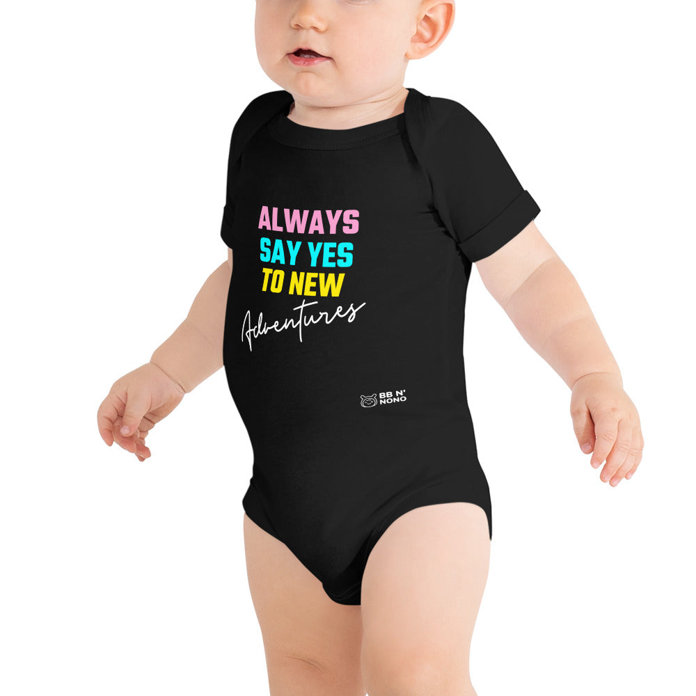 Always say yes to new, adventurer - Baby short sleeve one piece (rainbow)