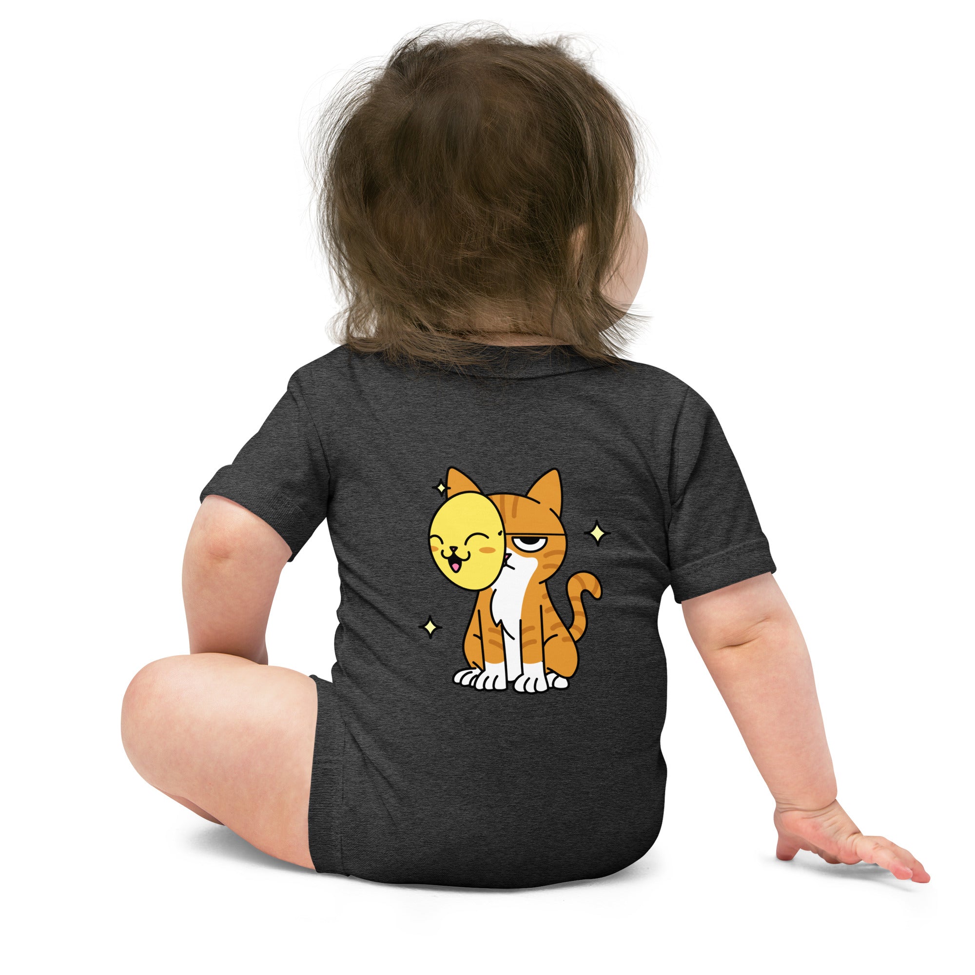 Meow at work - Baby short sleeve one piece (back print)