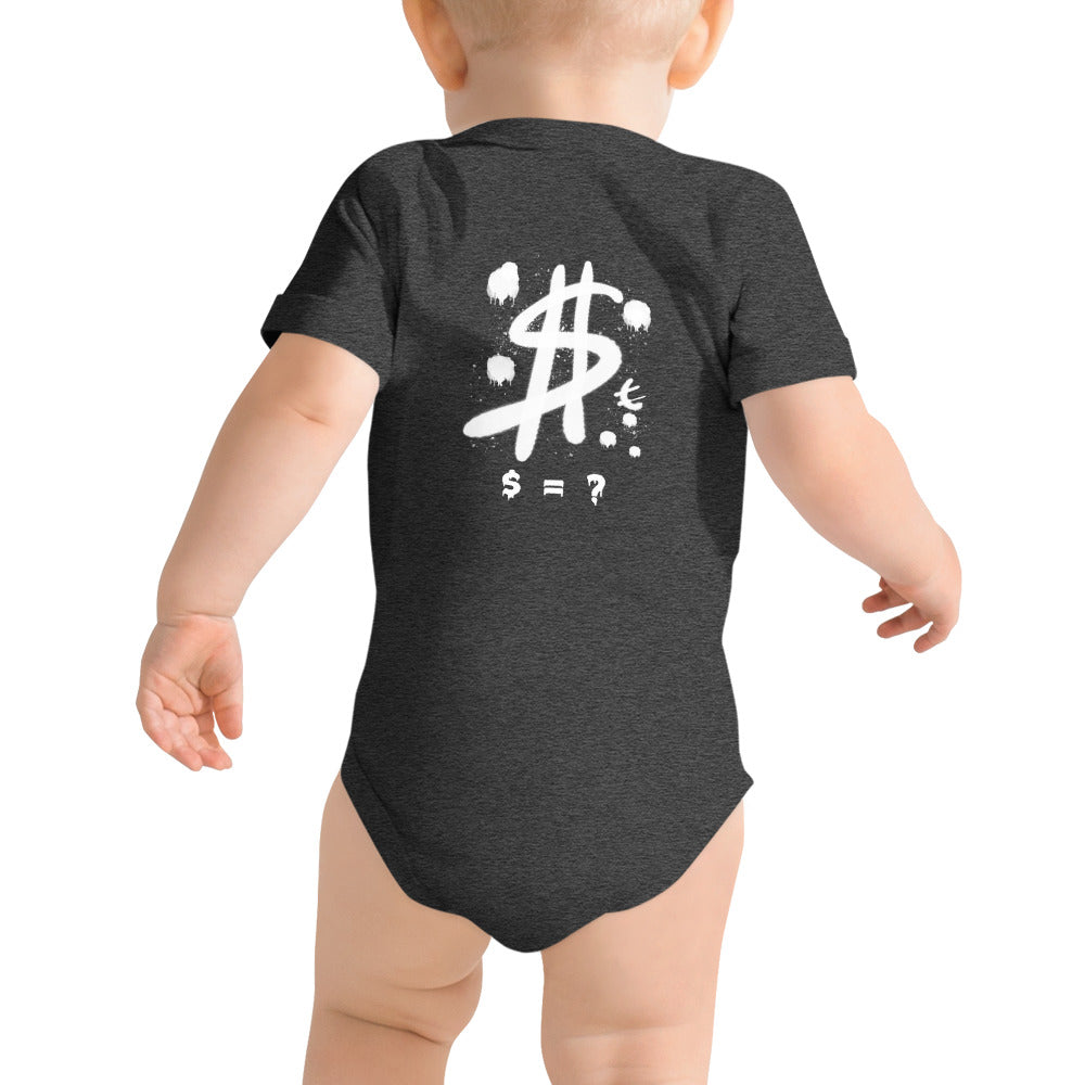 $ = ? - Baby short sleeve one piece (back print)