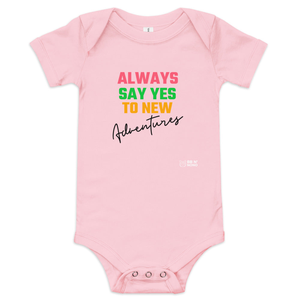 Always say yes to new, adventurer - Baby short sleeve one piece (rainbow)