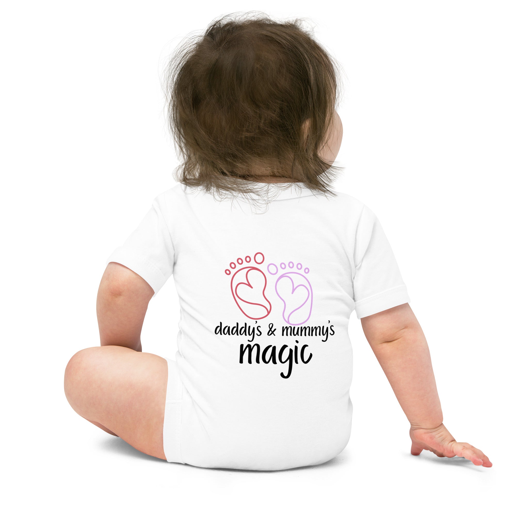 Daddy & Mummy's Magic - Baby short sleeve one piece (back print)