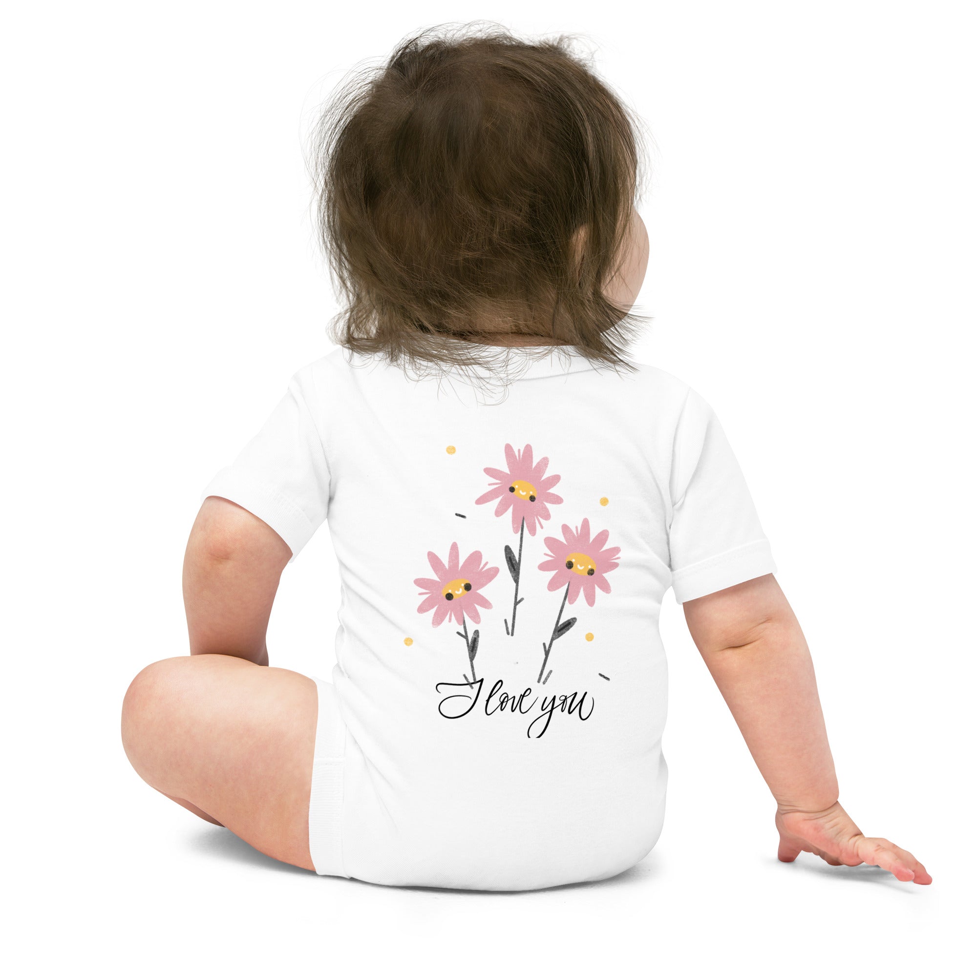 I love you - Baby short sleeve one piece (back print)