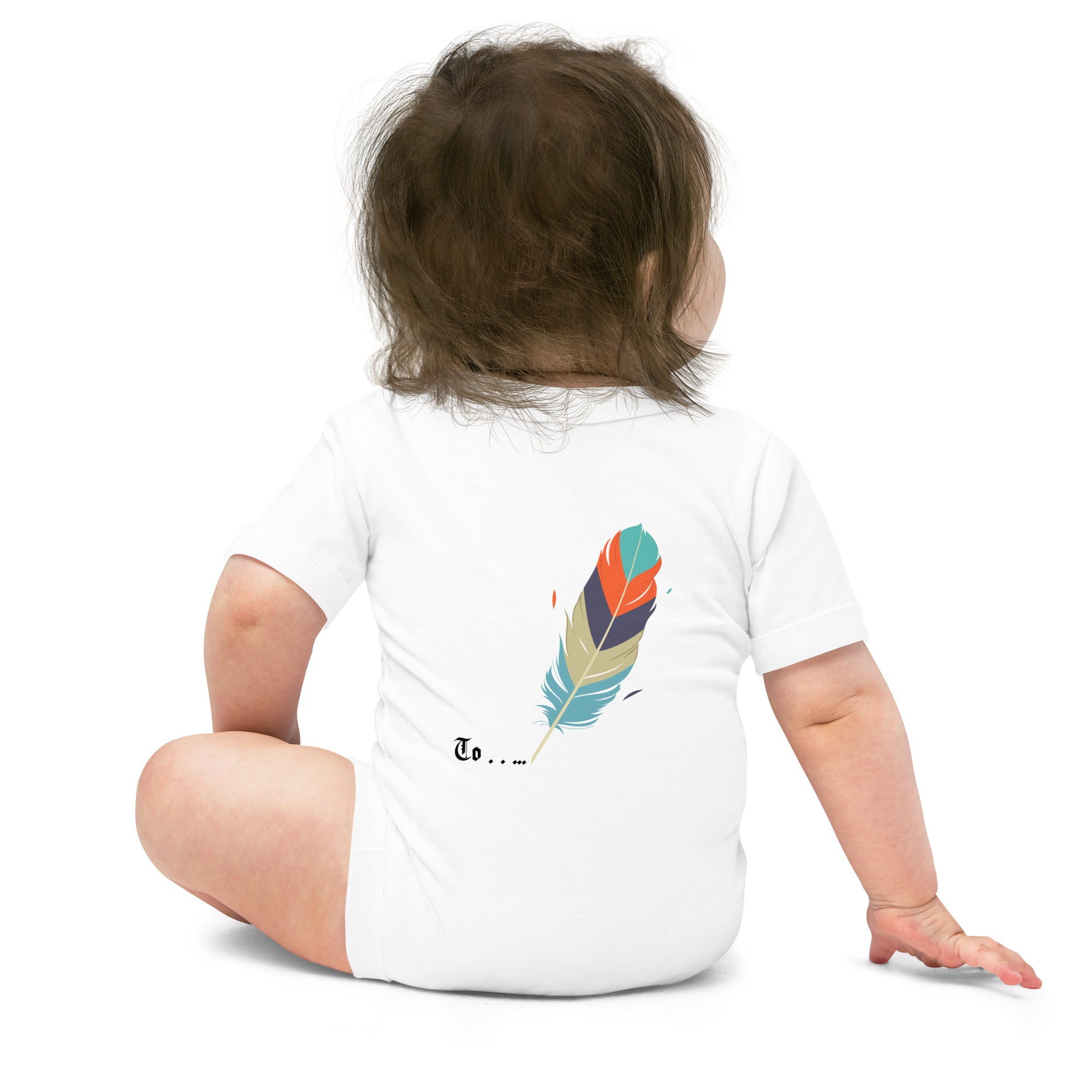 Feathers inspiration V2 - Baby short sleeve one piece (back print)