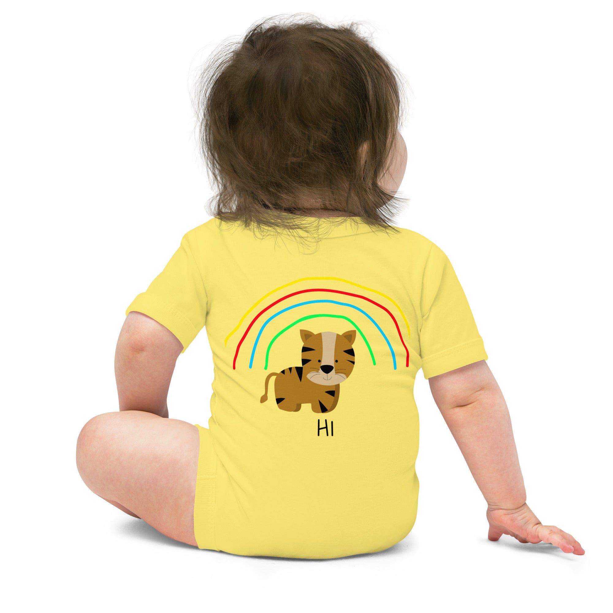 Rainbow tiger - Baby short sleeve one piece (back print)