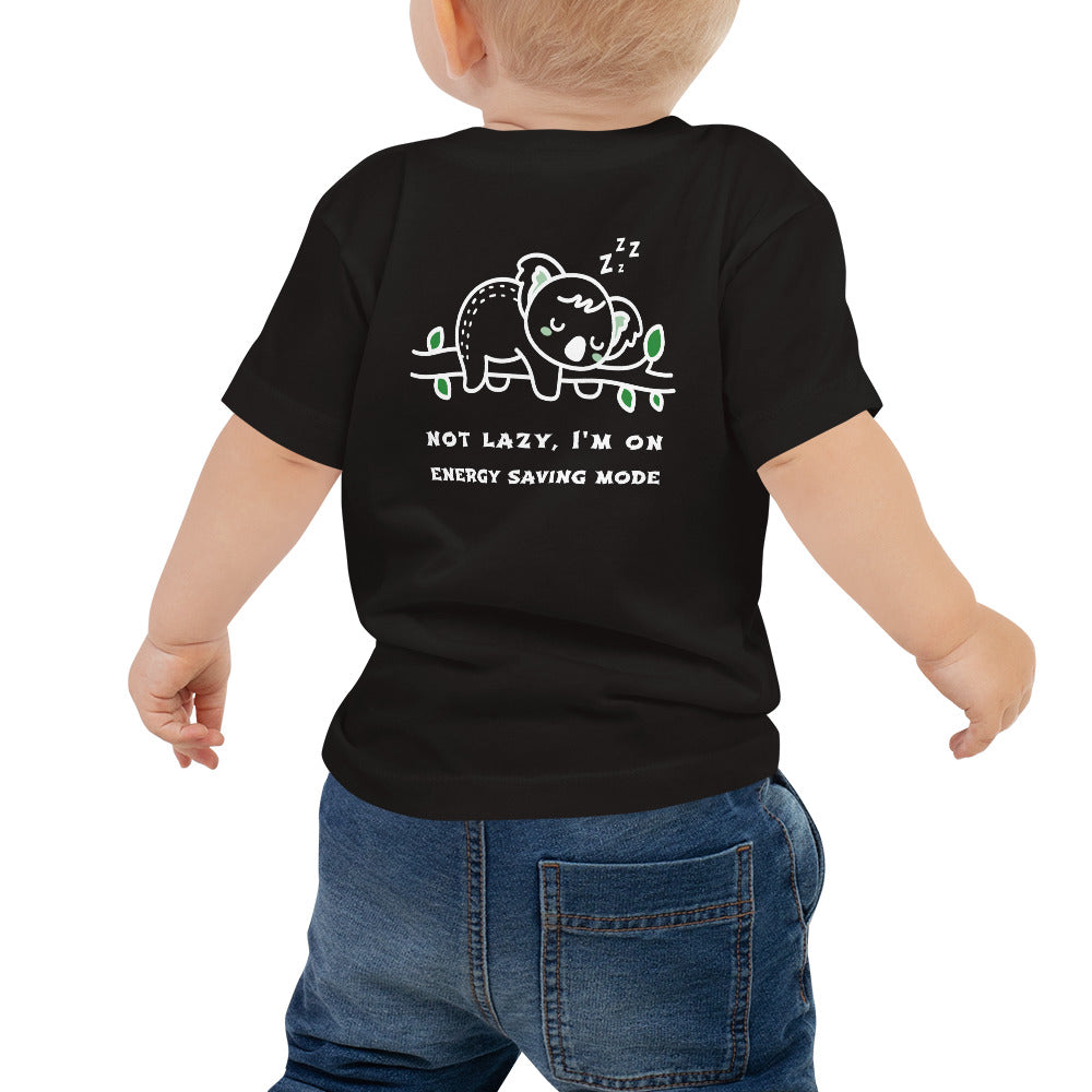 Not lazy, I'm on energy saving mode - Baby Jersey Short Sleeve Tee (back print)