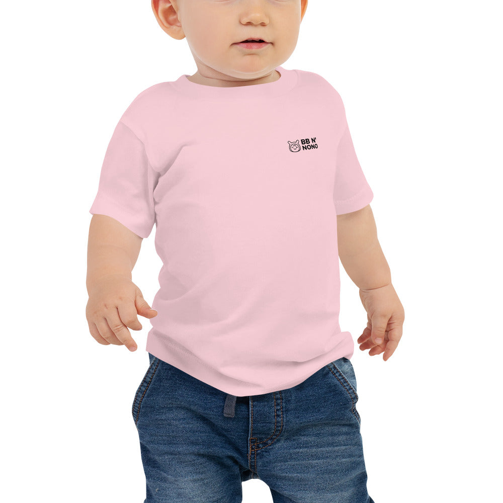 Life is short, always be happy - Baby Jersey Short Sleeve Tee (back print)