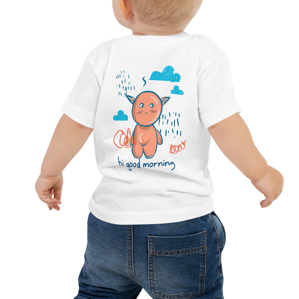 Cute little monster - Baby Jersey Short Sleeve Tee (back print)