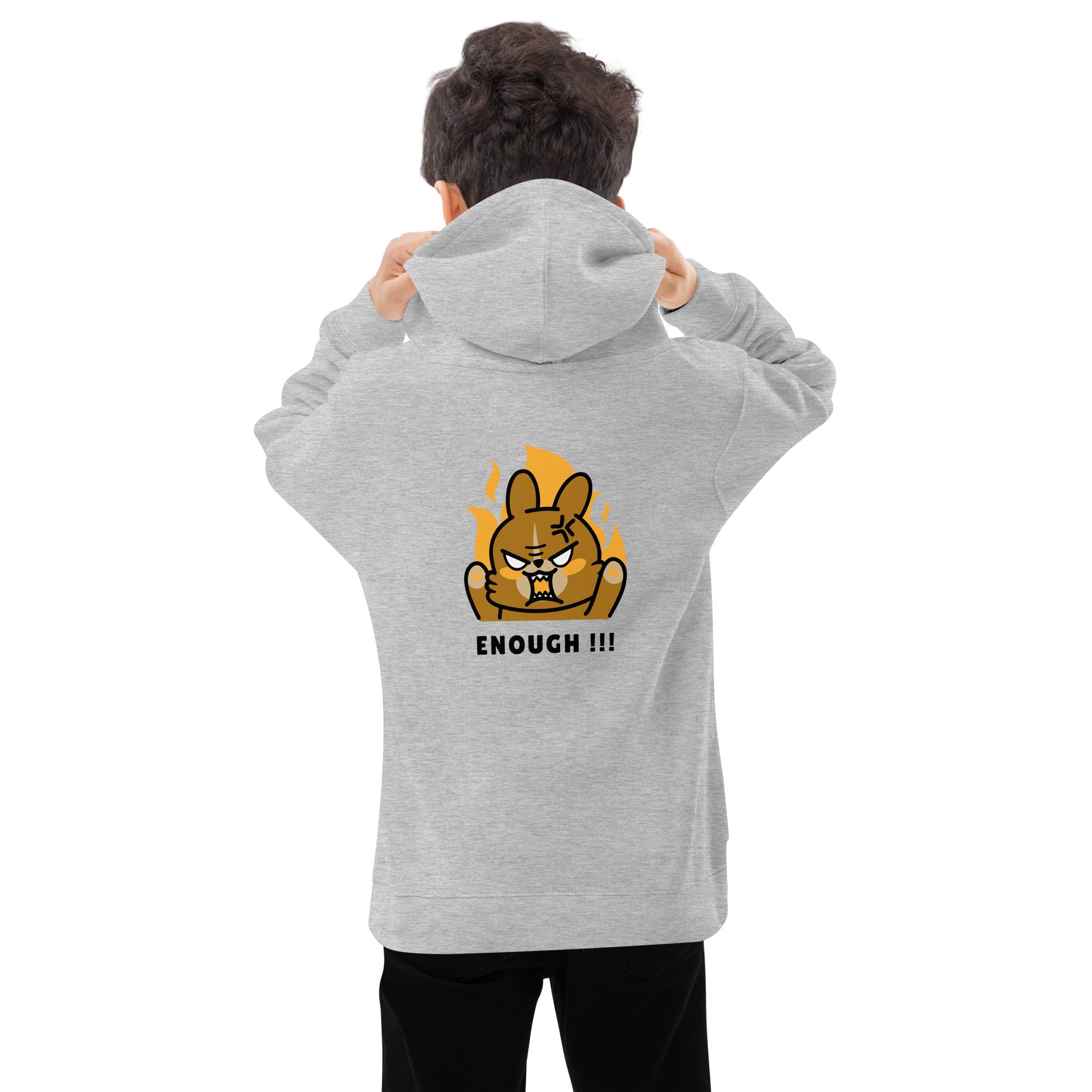 Enough!! - Kids fleece hoodie (back print)