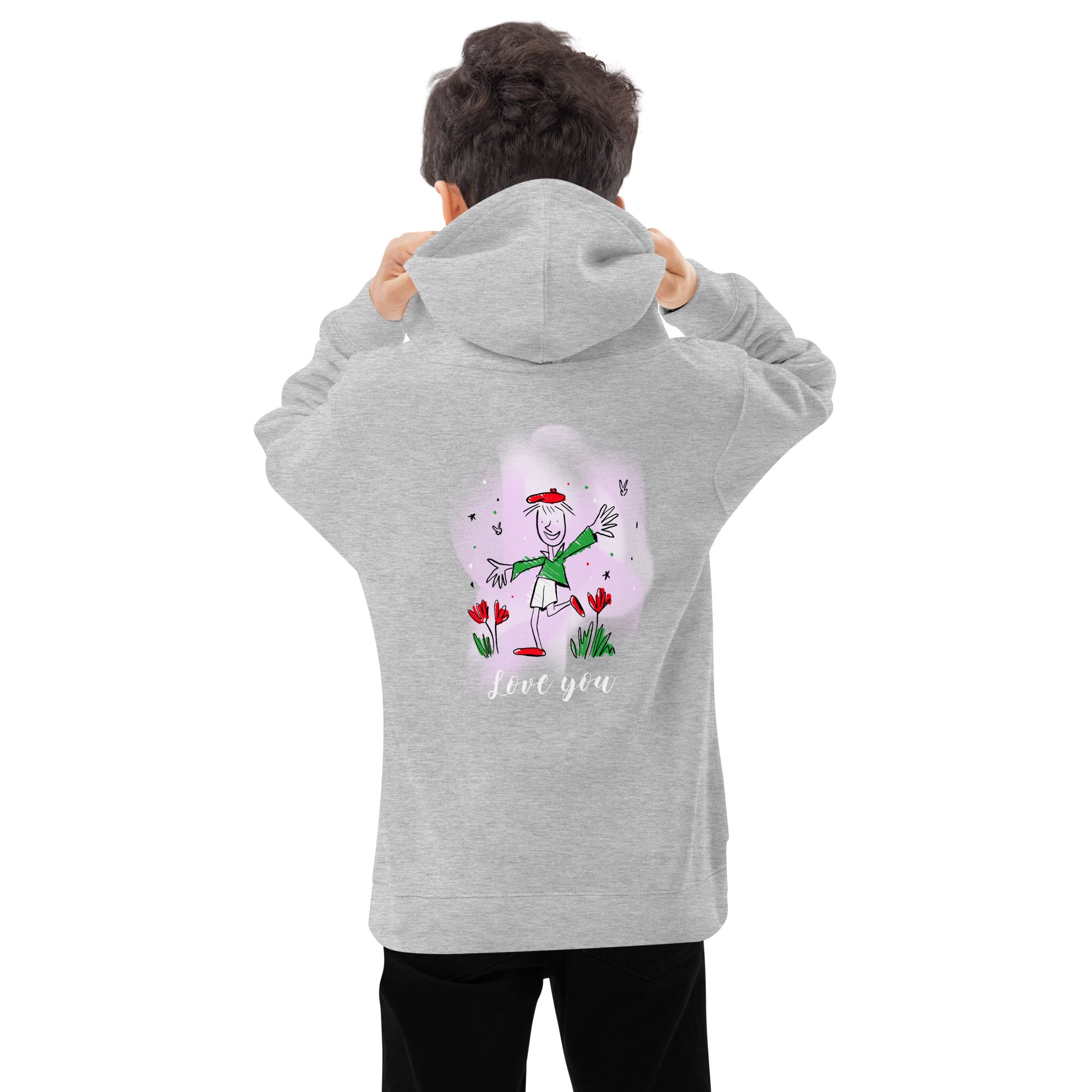 Love you - Kids fleece hoodie (back print)