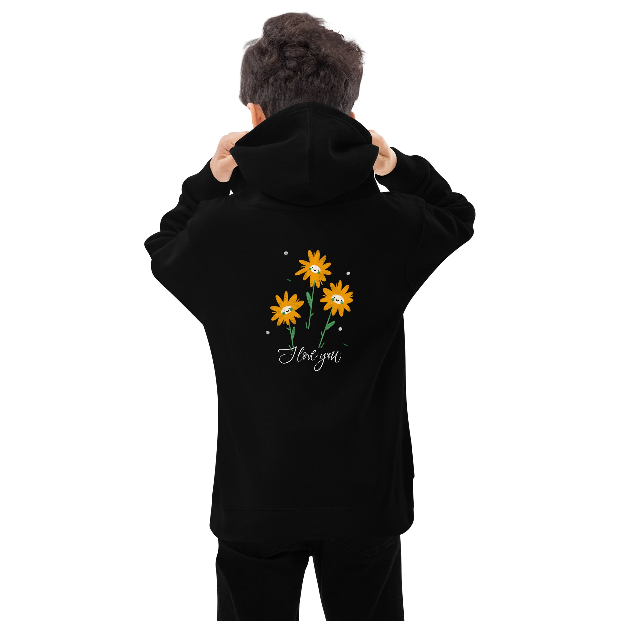 I love you - Kids fleece hoodie (back print)
