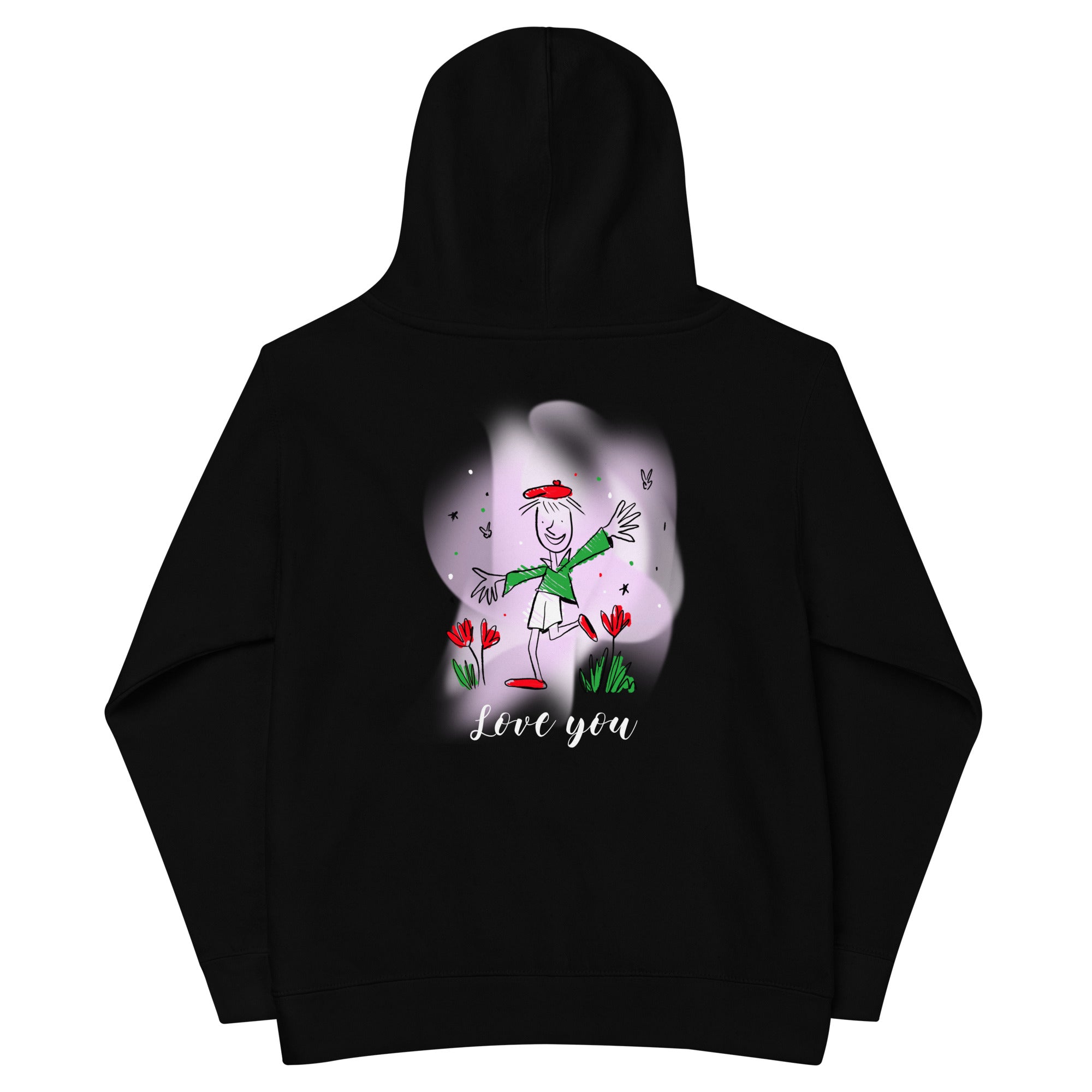 Love you - Kids fleece hoodie (back print)