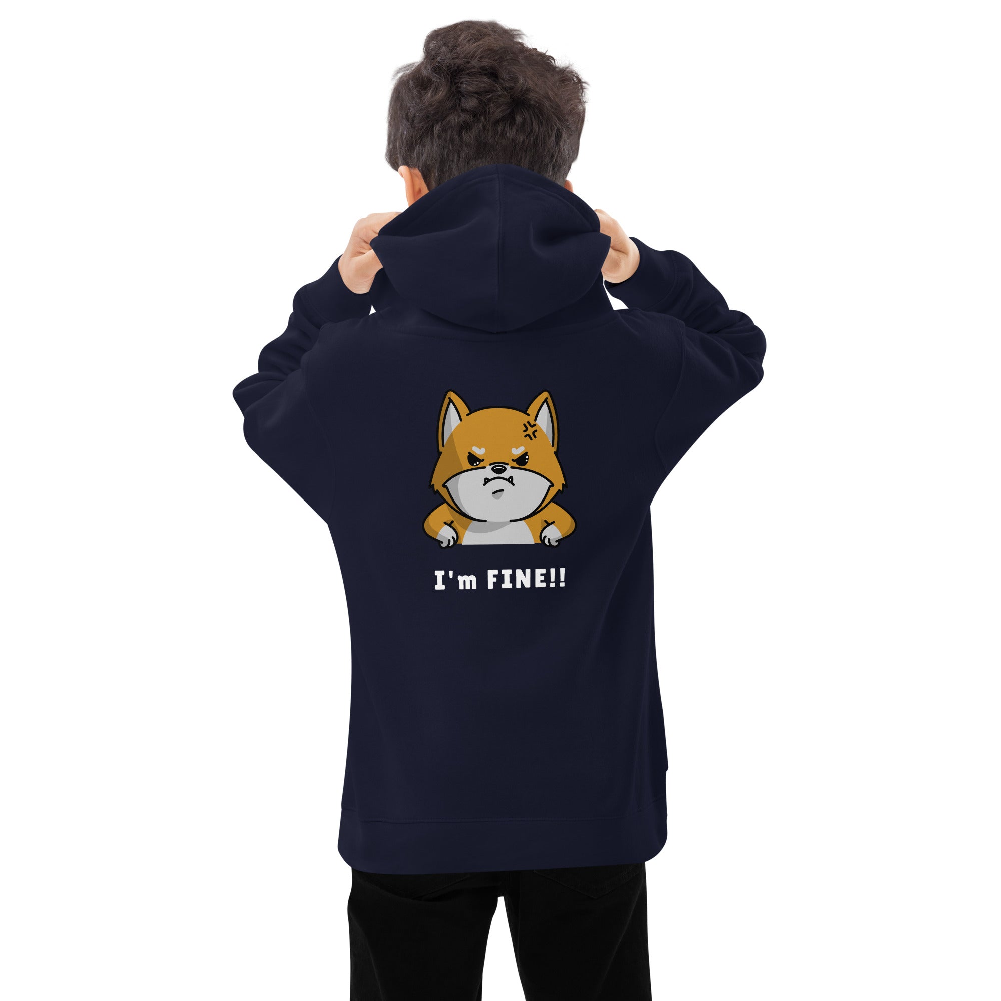 I'm fine - Kids fleece hoodie (back print)