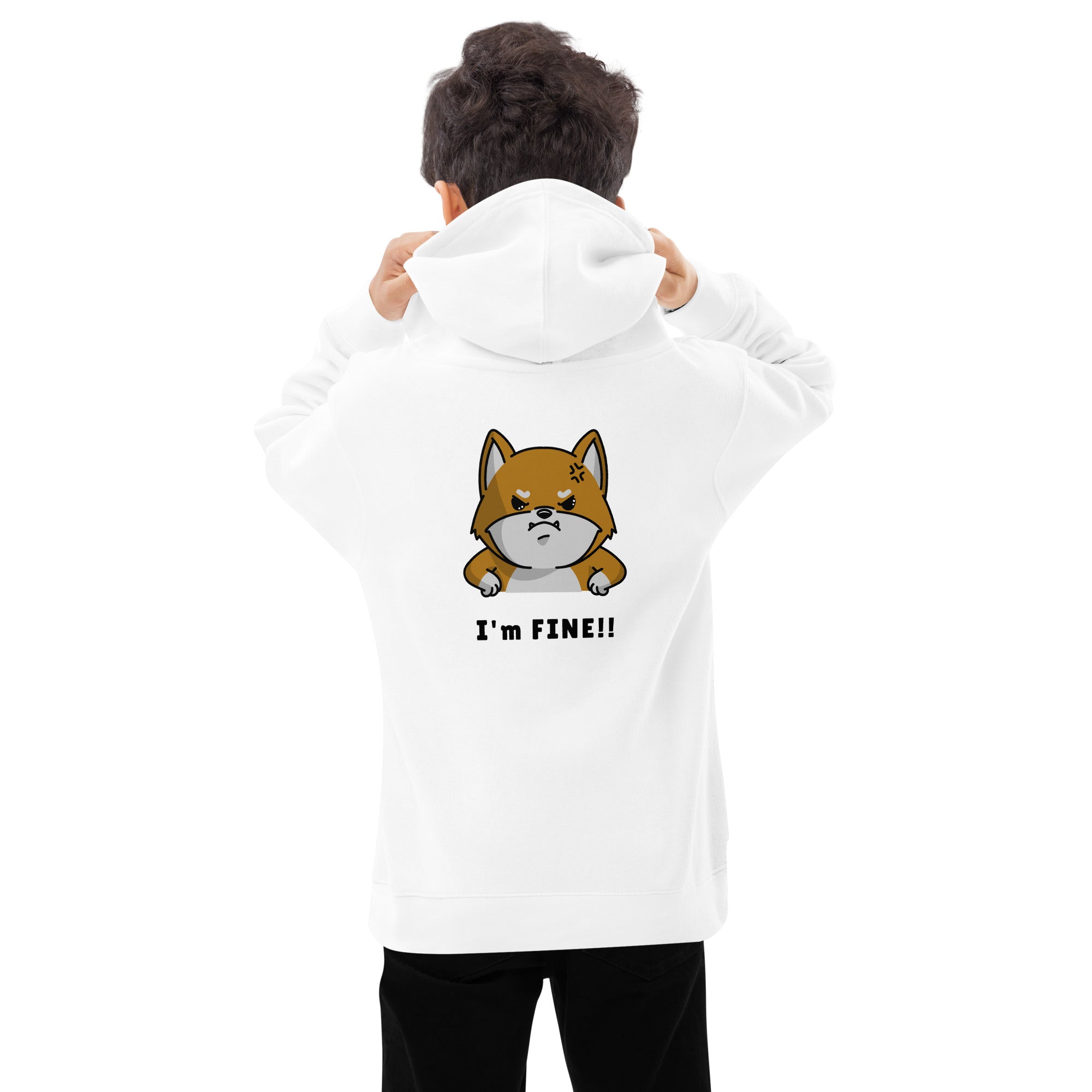 I'm fine - Kids fleece hoodie (back print)