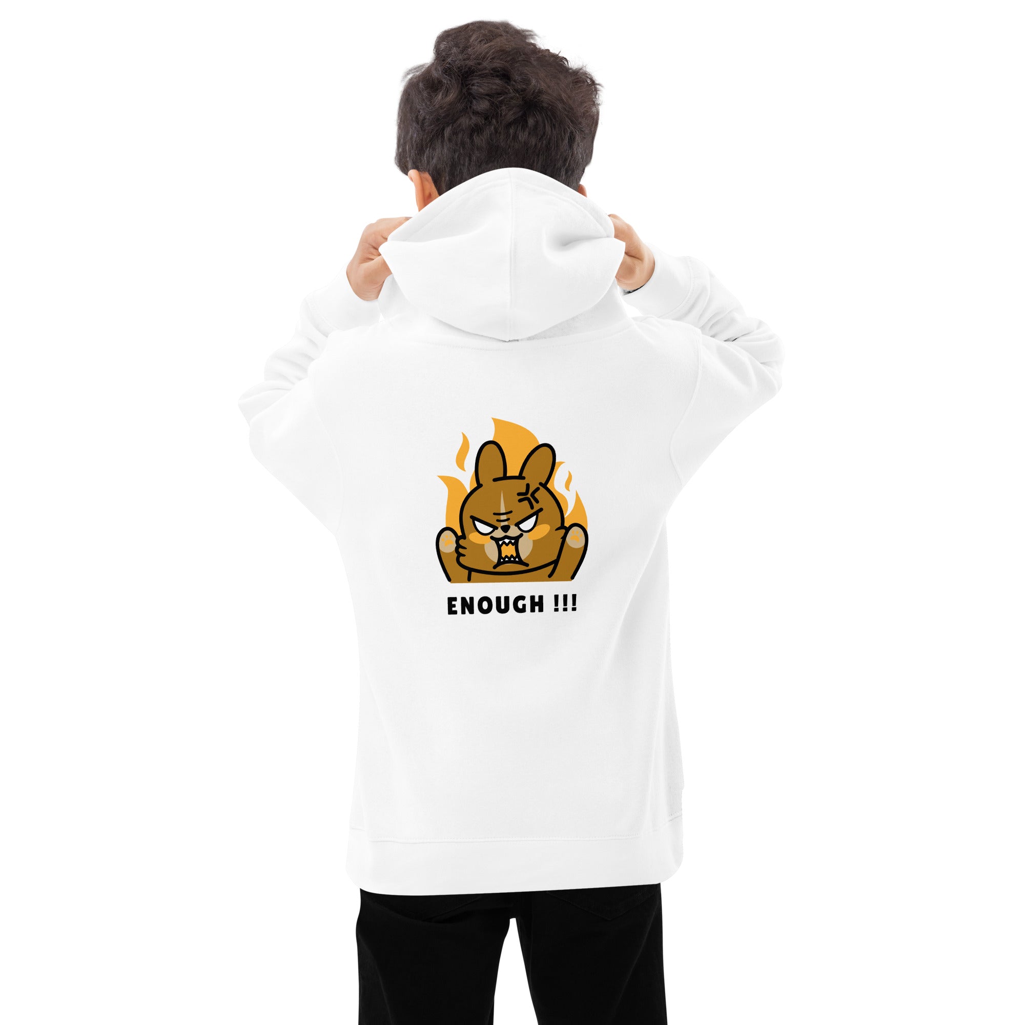 Enough!! - Kids fleece hoodie (back print)