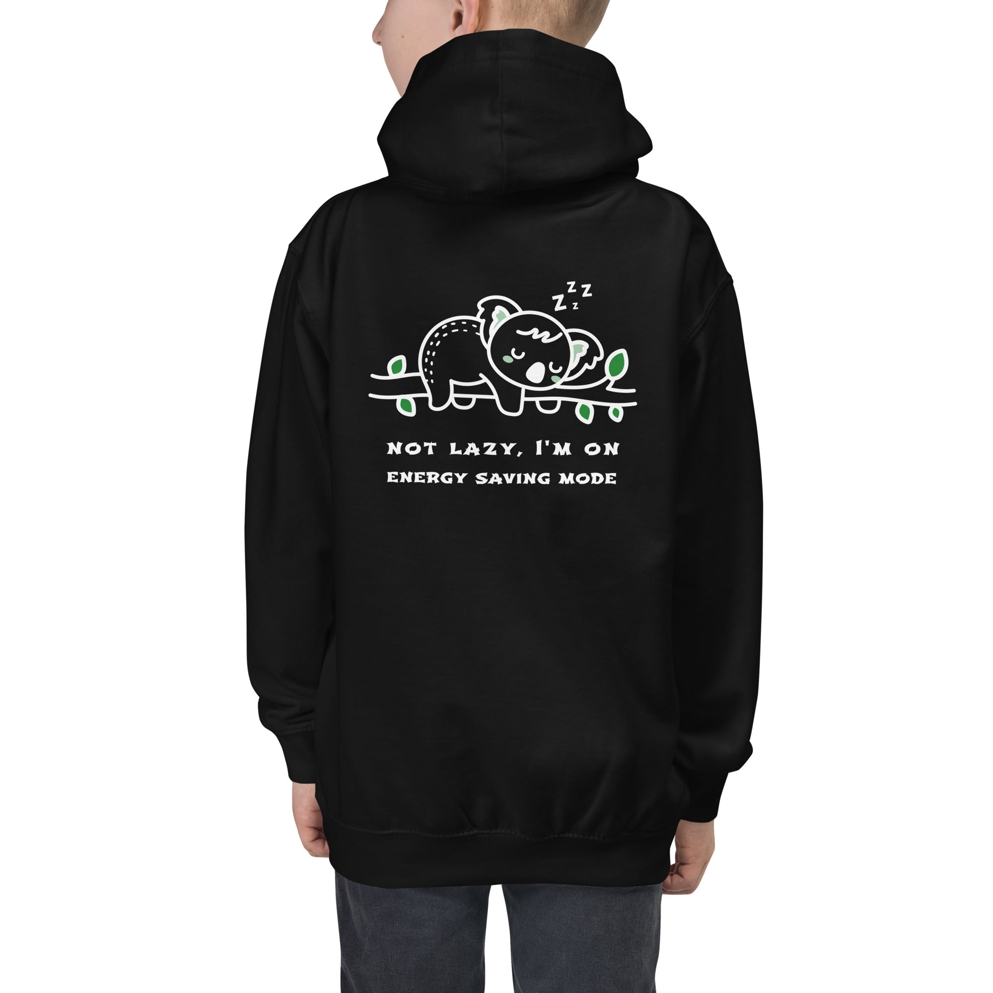 Not lazy, I'm on energy saving mode - Kids Hoodie (back print)