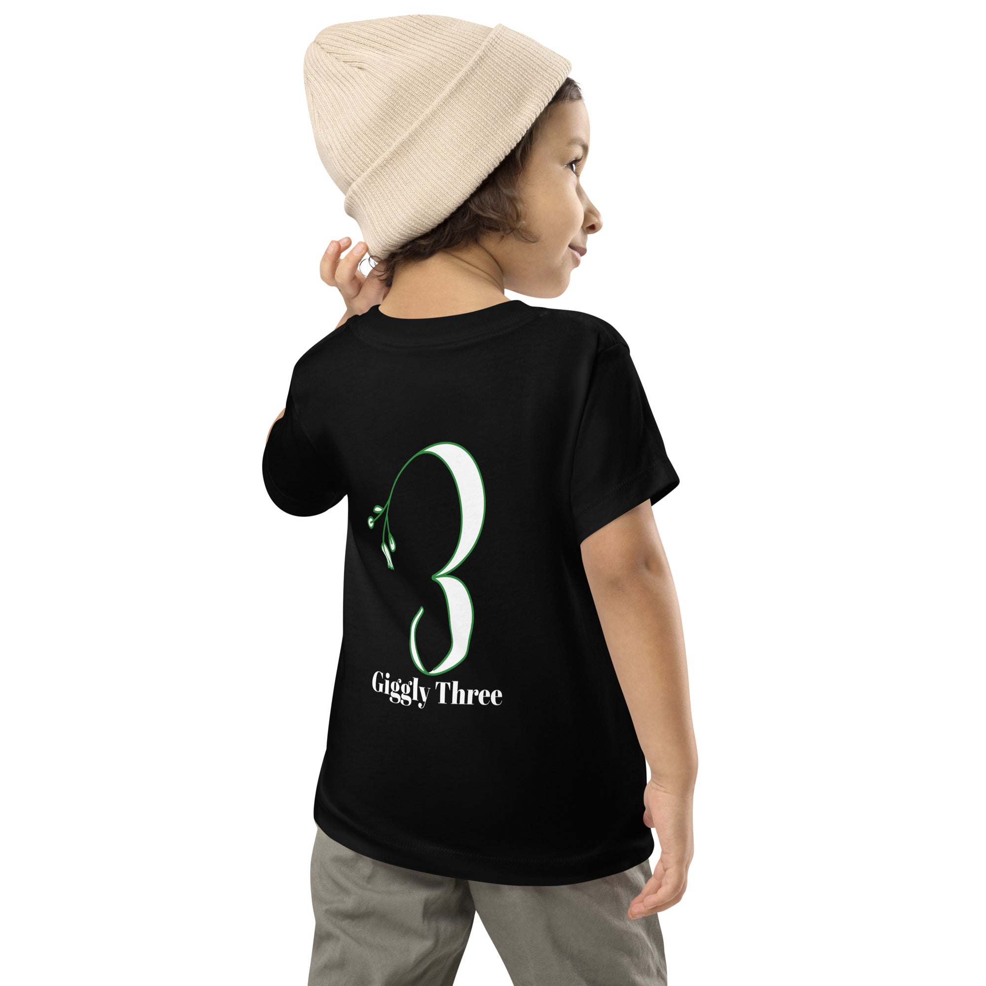Giggly Three - Toddler Short Sleeve Tee (back print)