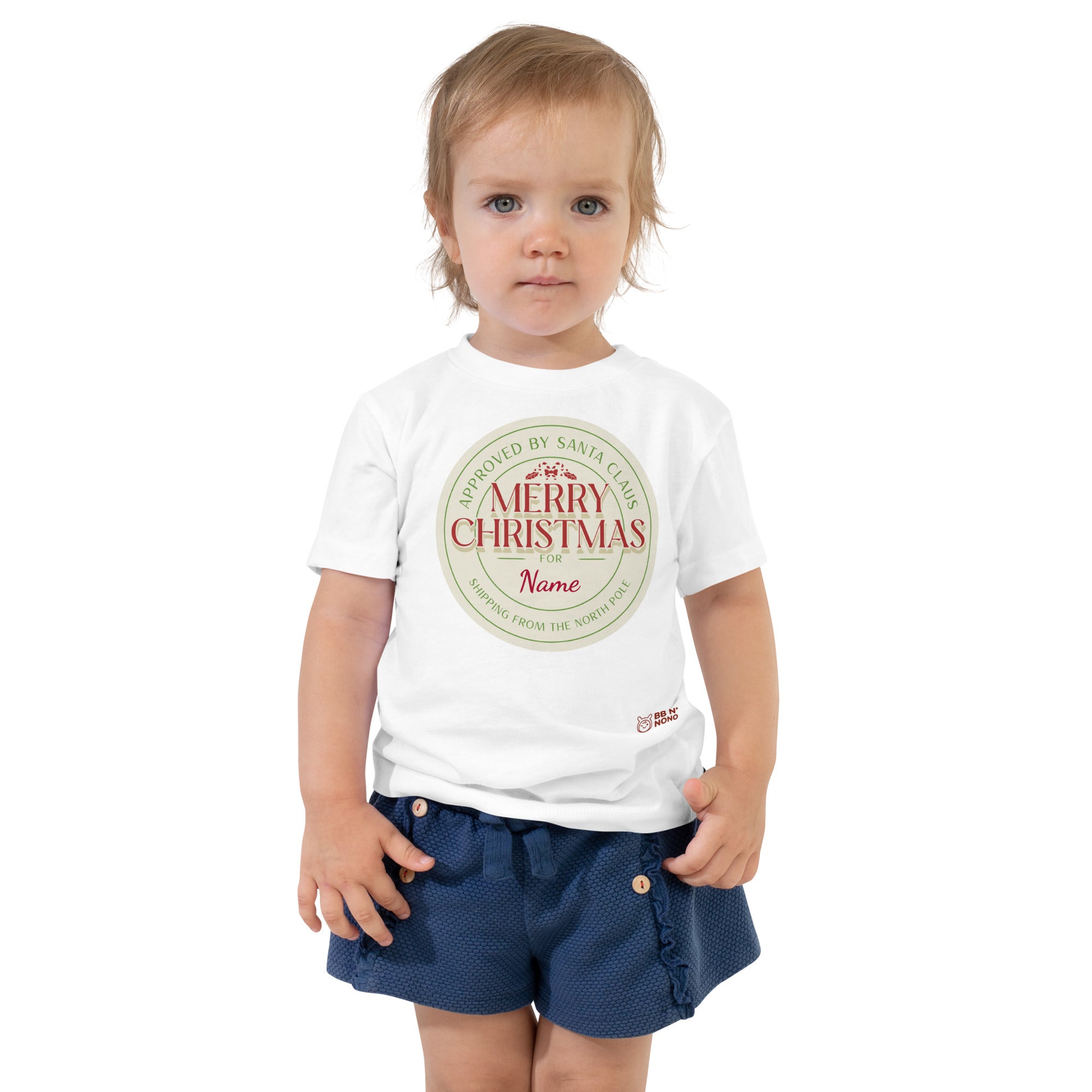 Merry Christmas Personalized Add your Name - Toddler Short Sleeve Tee