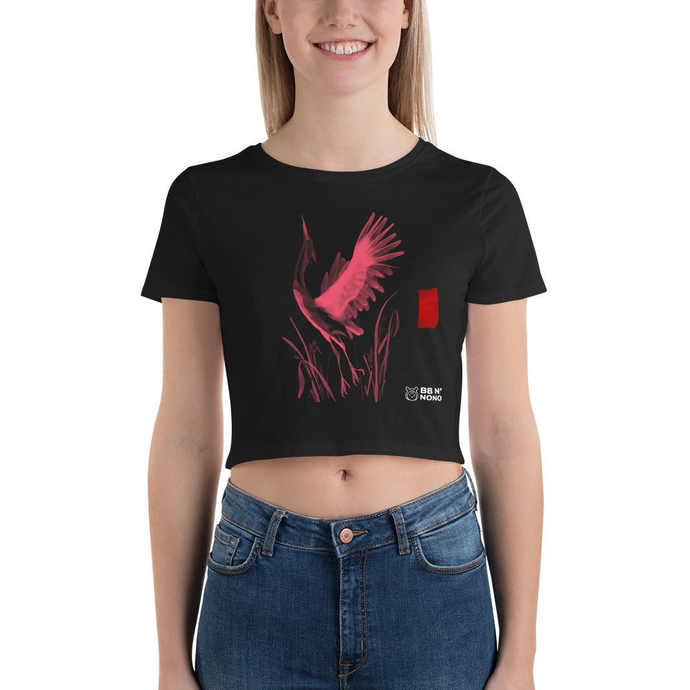 Sumi-e style - Women’s Crop Tee (red)