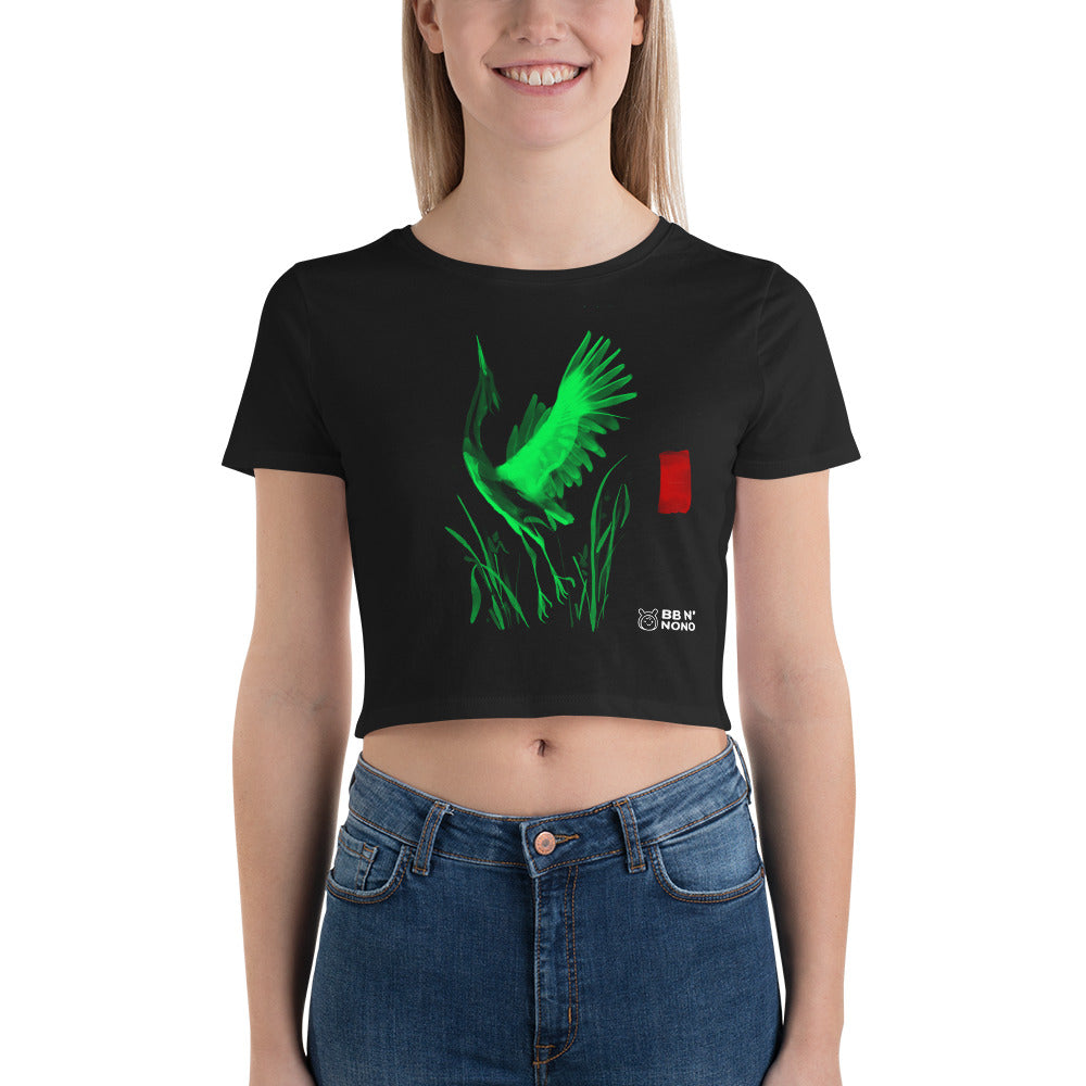 Sumi-e style - Women’s Crop Tee (green)