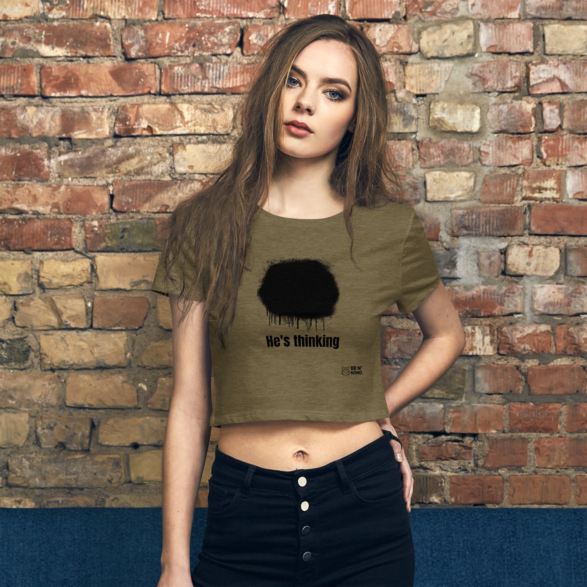 He's thinking - Women’s Crop Tee