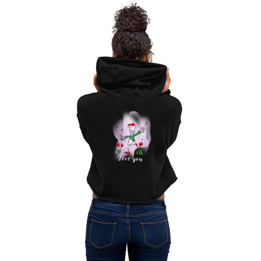 Love you - Crop Hoodie (back print)