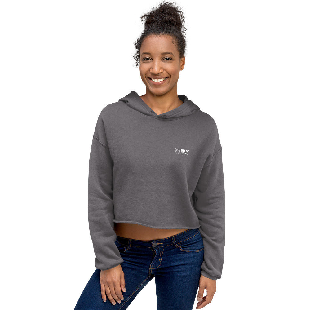 Life is short, always be happy - Crop Hoodie (back print)