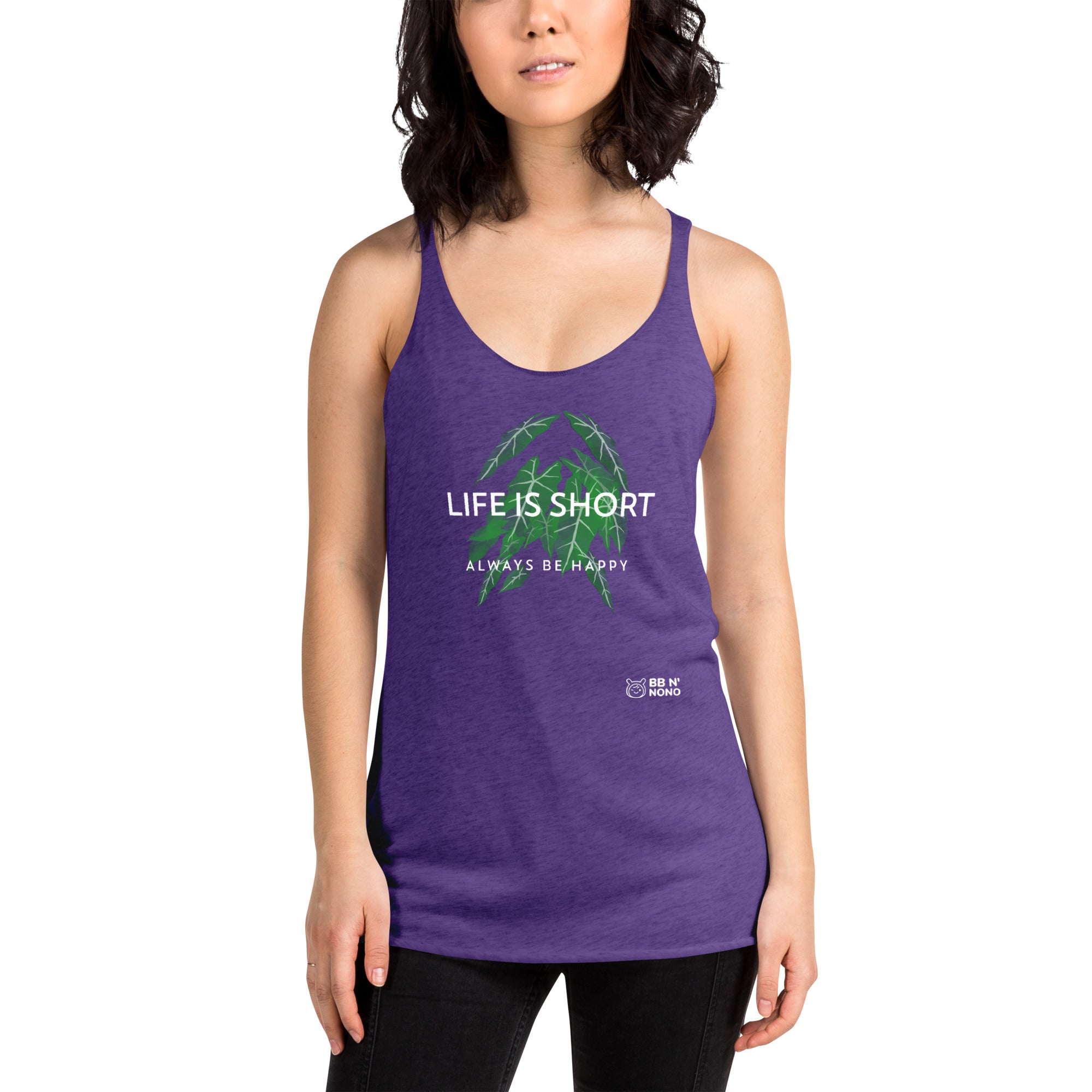 Life is short, always be happy - Women's Racerback Tank