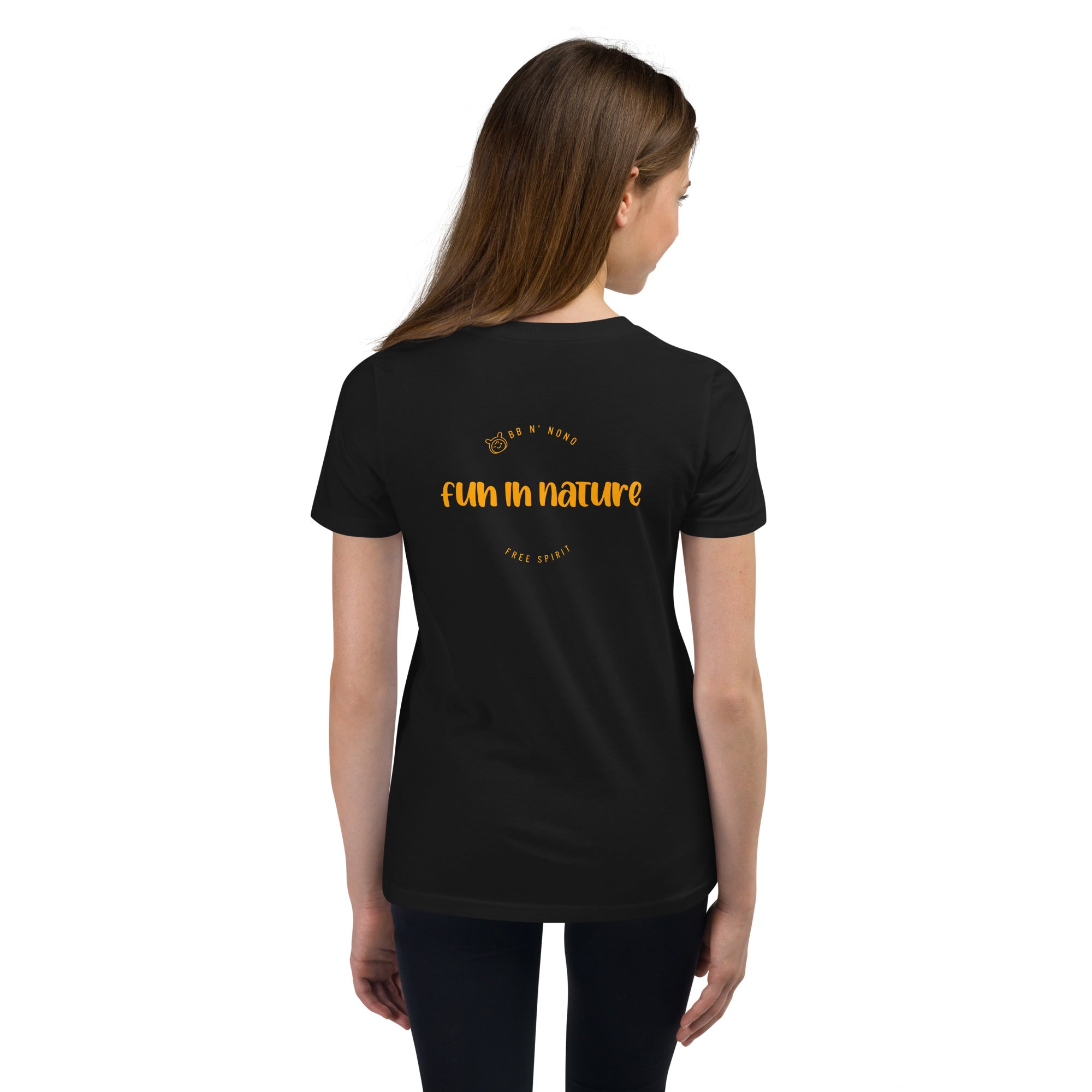 Fun in nature with logo - Youth Short Sleeve T-Shirt (back print)
