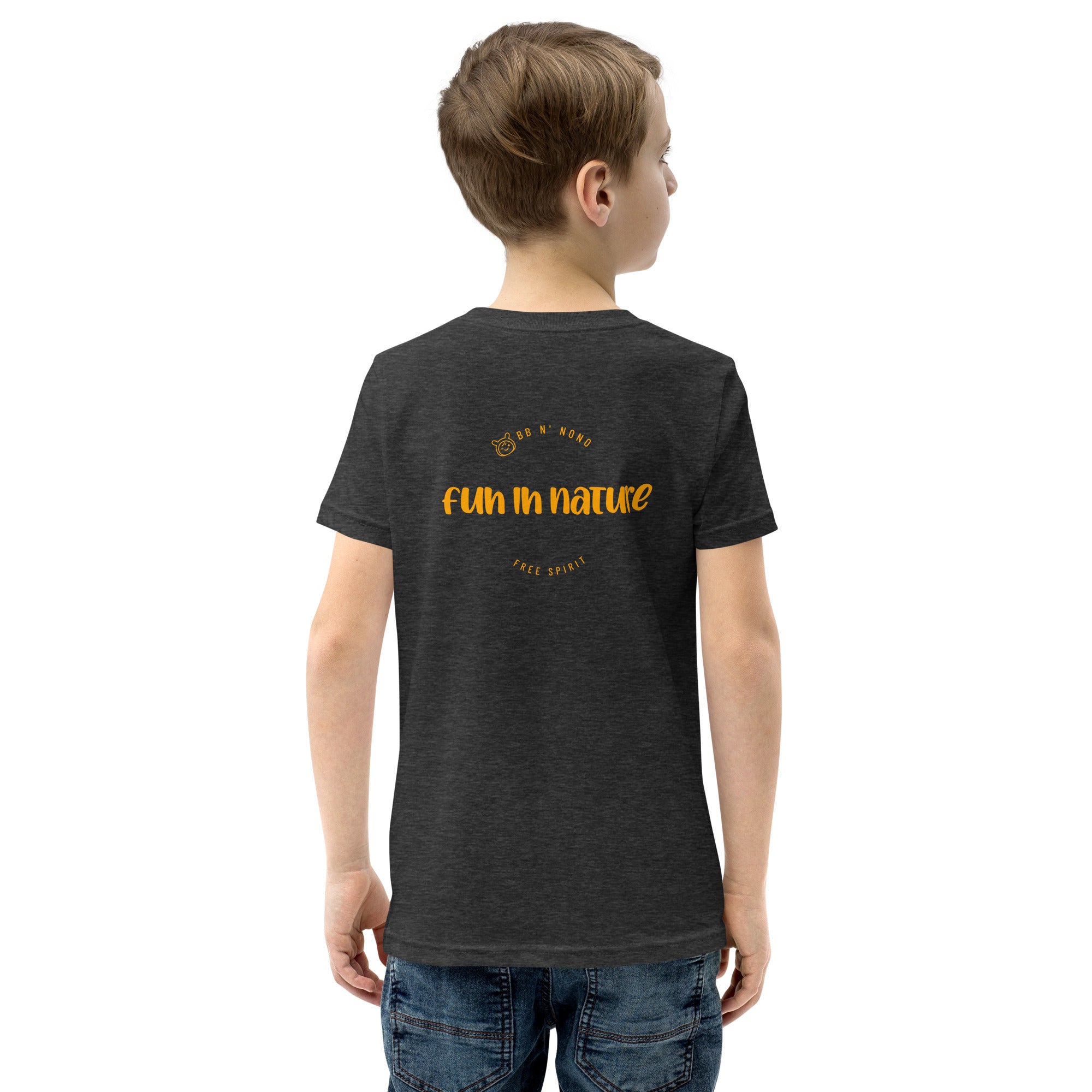Fun in nature with logo - Youth Short Sleeve T-Shirt (back print)