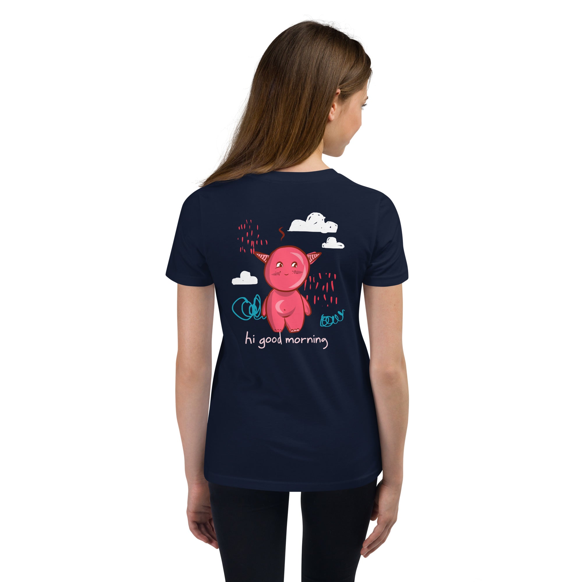 Cute little monster - Youth Short Sleeve T-Shirt (back print)