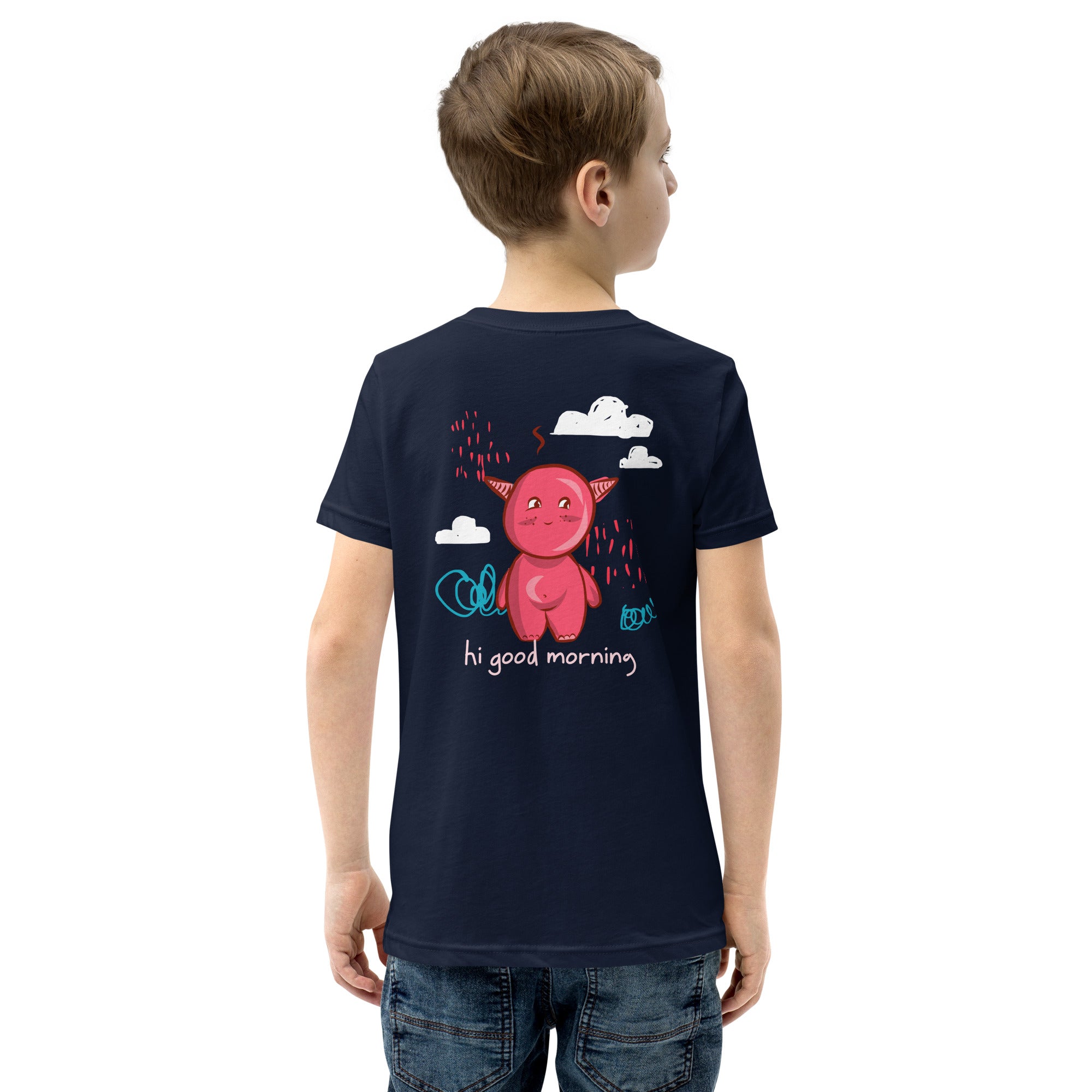 Cute little monster - Youth Short Sleeve T-Shirt (back print)