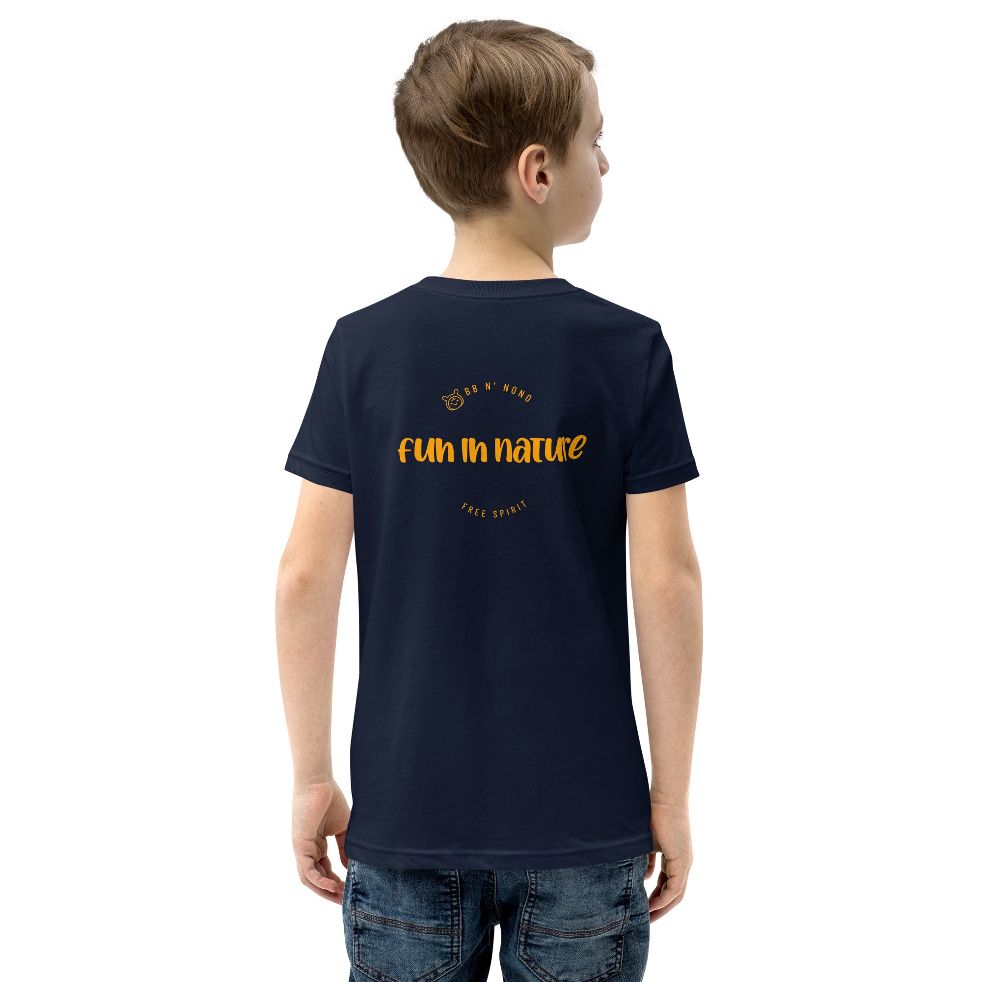 Fun in nature with logo - Youth Short Sleeve T-Shirt (back print)
