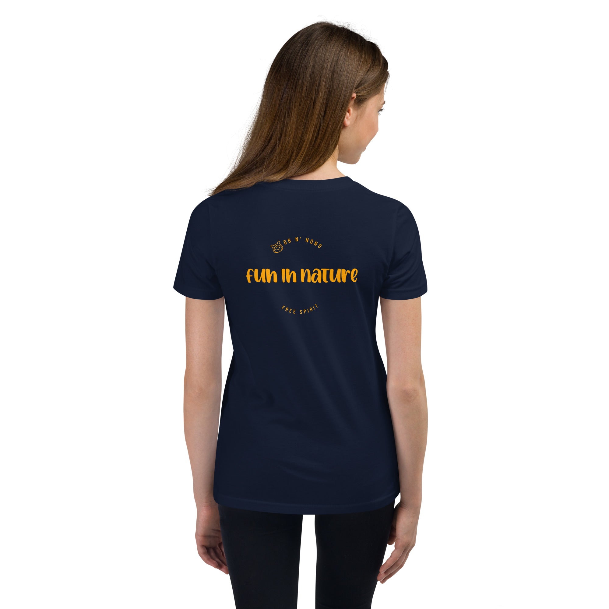 Fun in nature with logo - Youth Short Sleeve T-Shirt (back print)