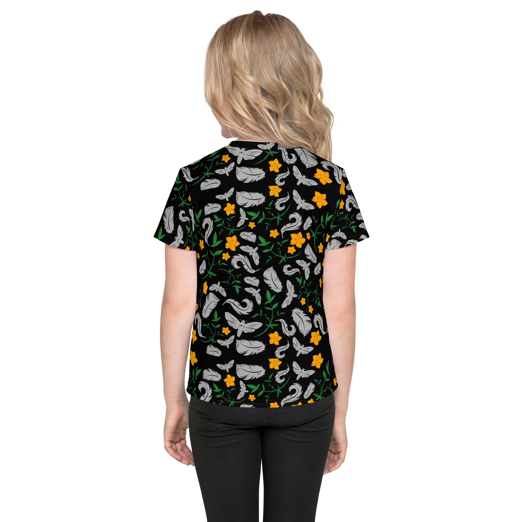 Feathers inspiration V1 - Kids crew neck t-shirt (black)