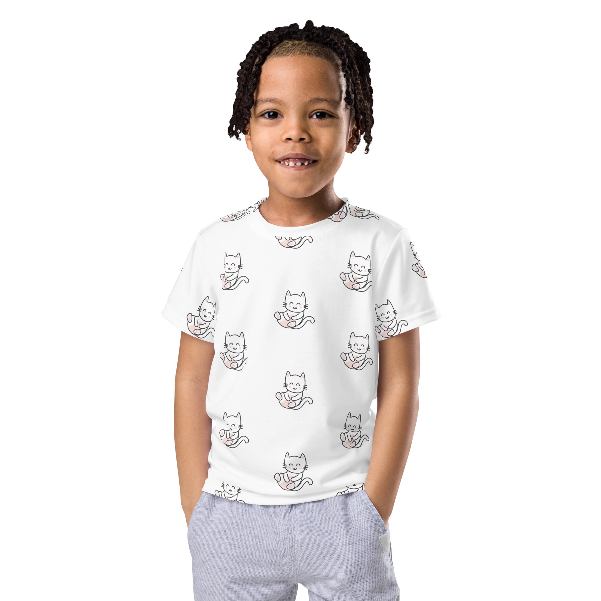 Meow V3 - Kids crew neck t-shirt (white)