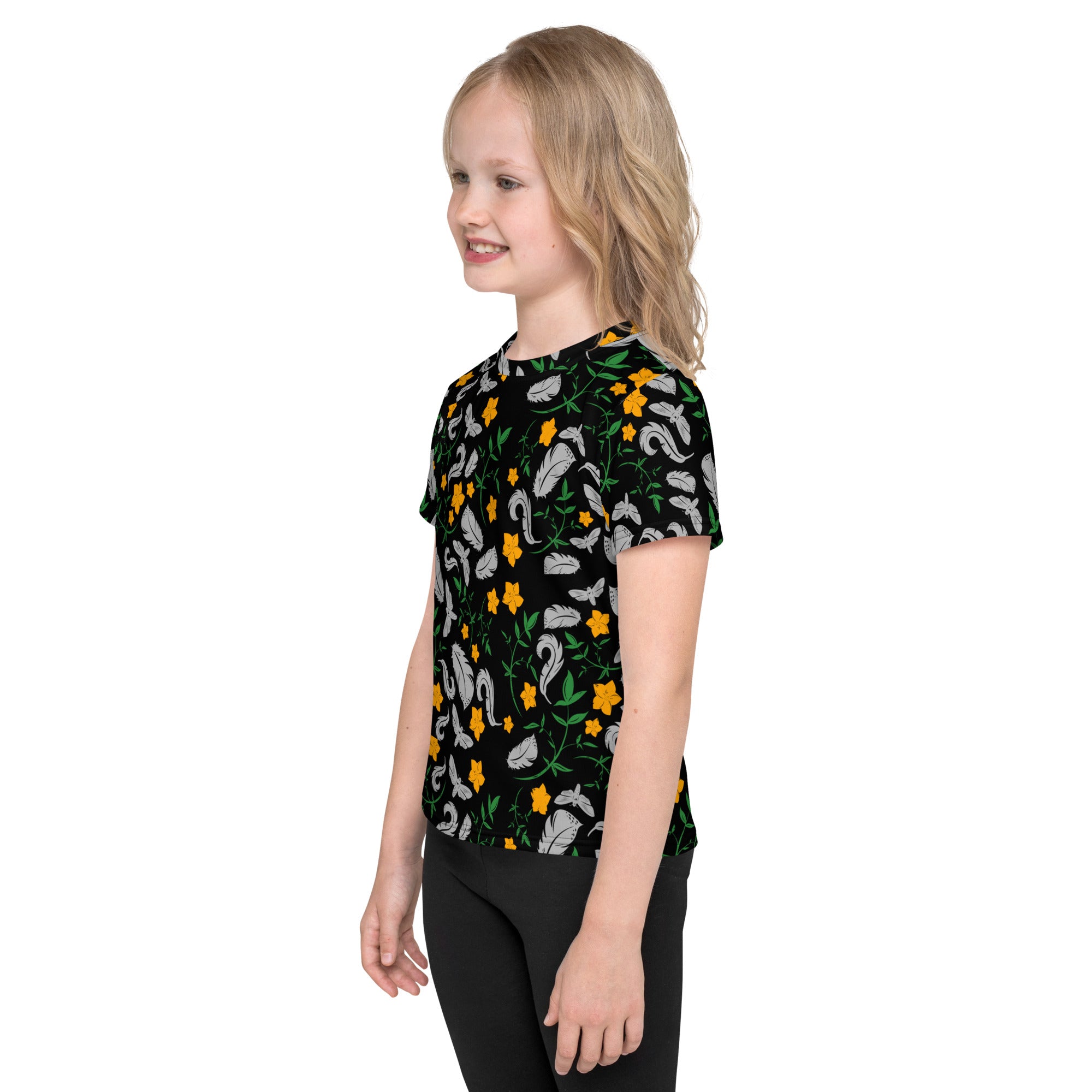 Feathers inspiration V1 - Kids crew neck t-shirt (black)