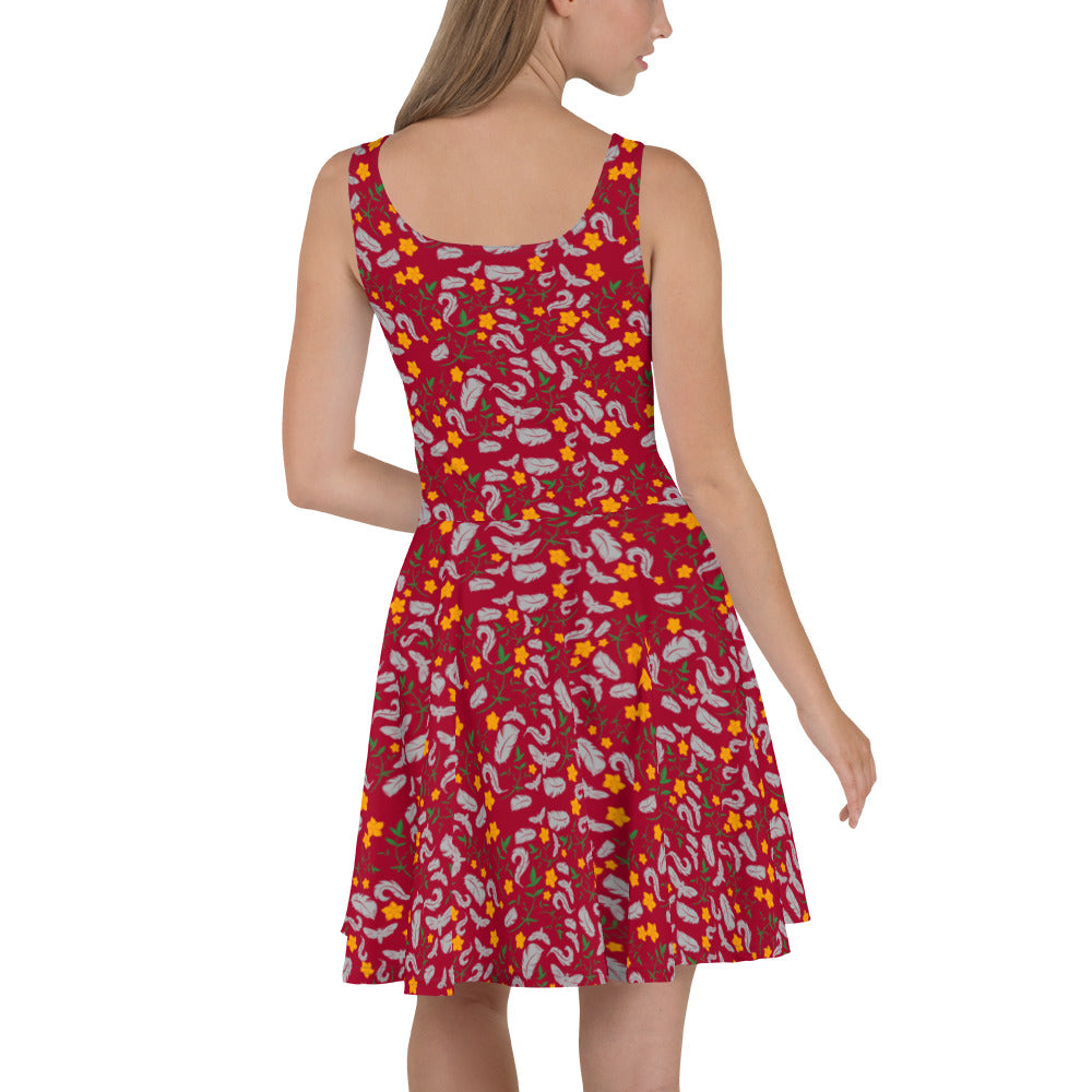 Feathers inspiration V1 - Skater Dress (Carmine)