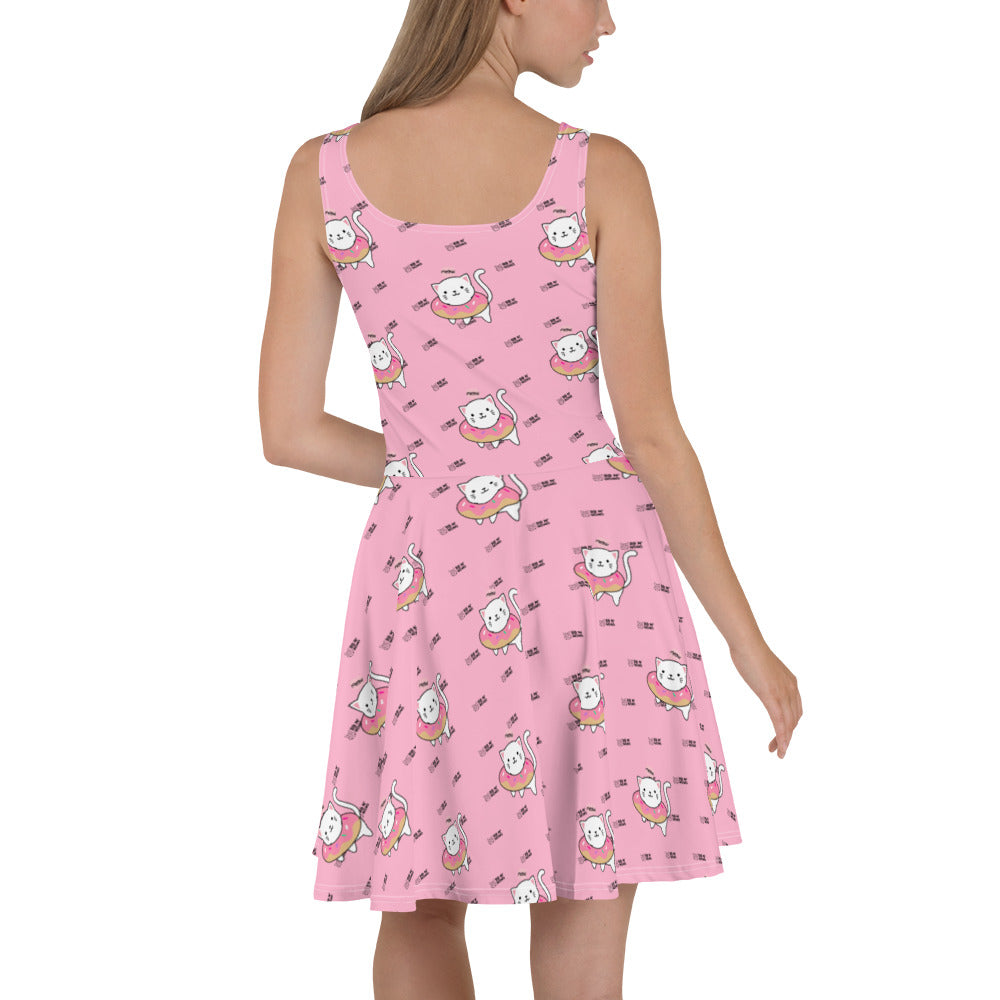 Meow V2 - Skater Dress (cotton pink)