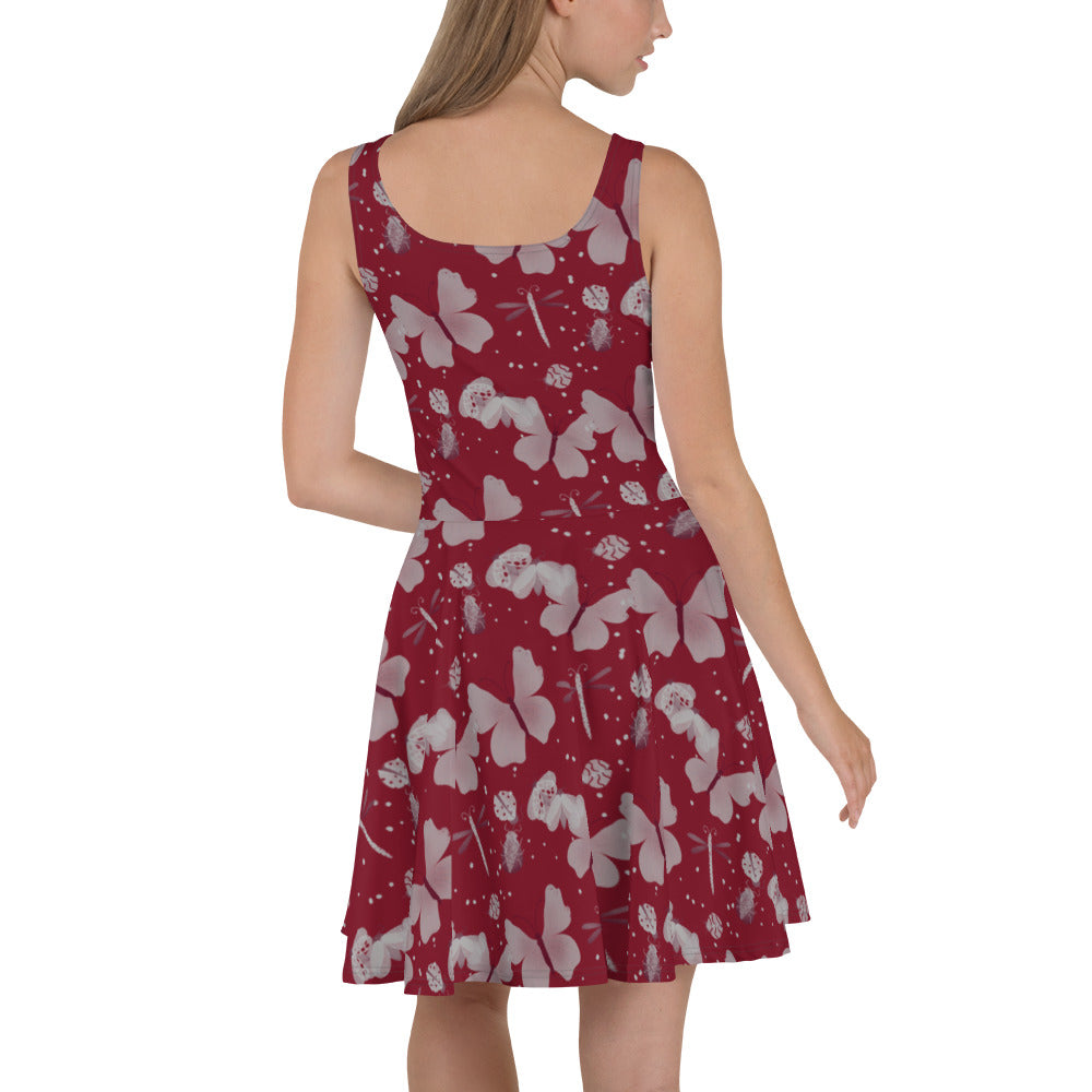 Butterfly Dreams - Skater Dress (Burgundy)