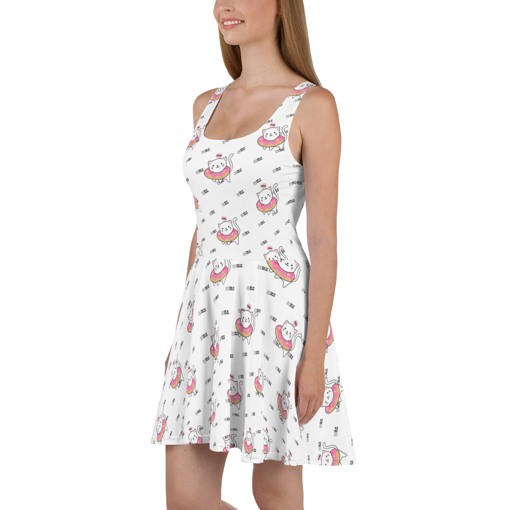 Meow V2 - Skater Dress (white)